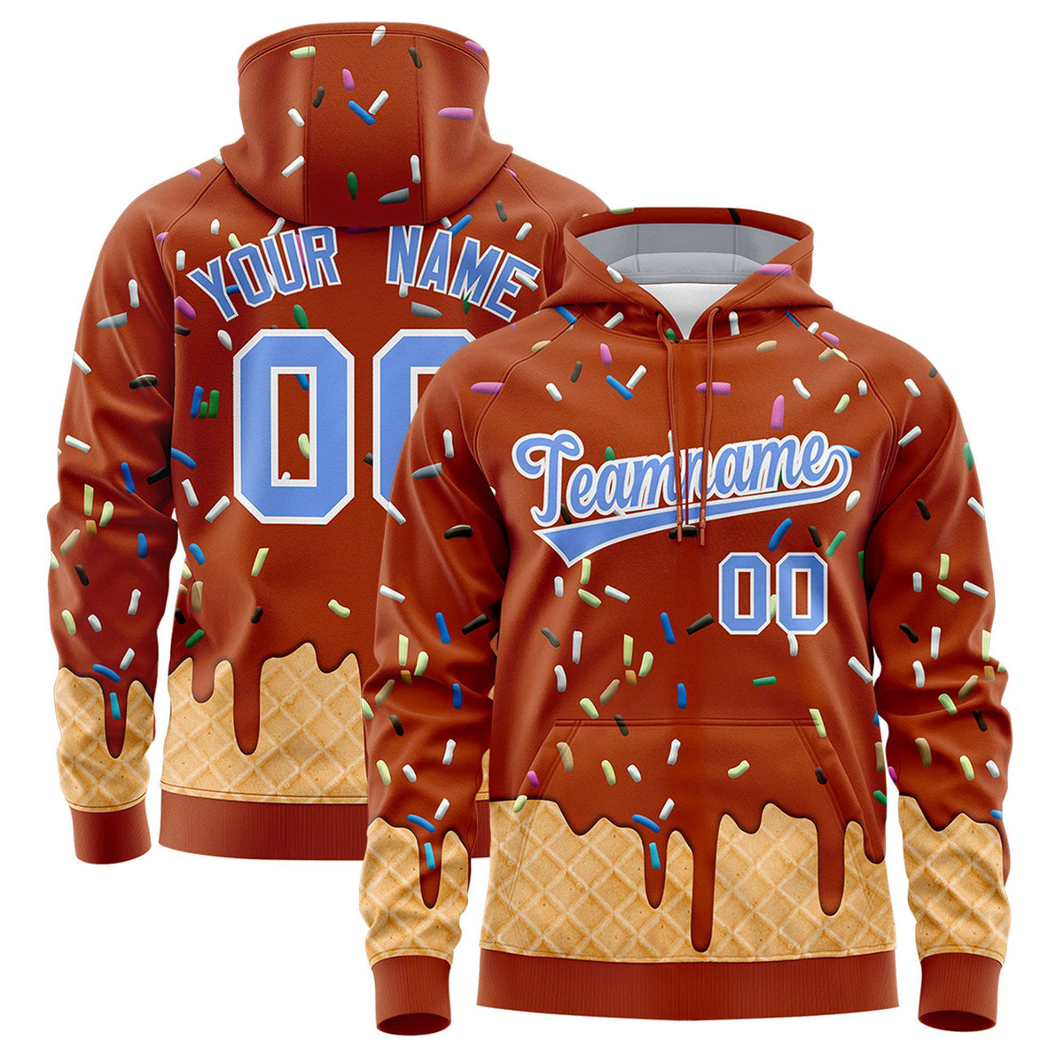 Custom Texas Orange Graffiti Pattern Fashion Hoodie Athletic Pullover Sweatshirt