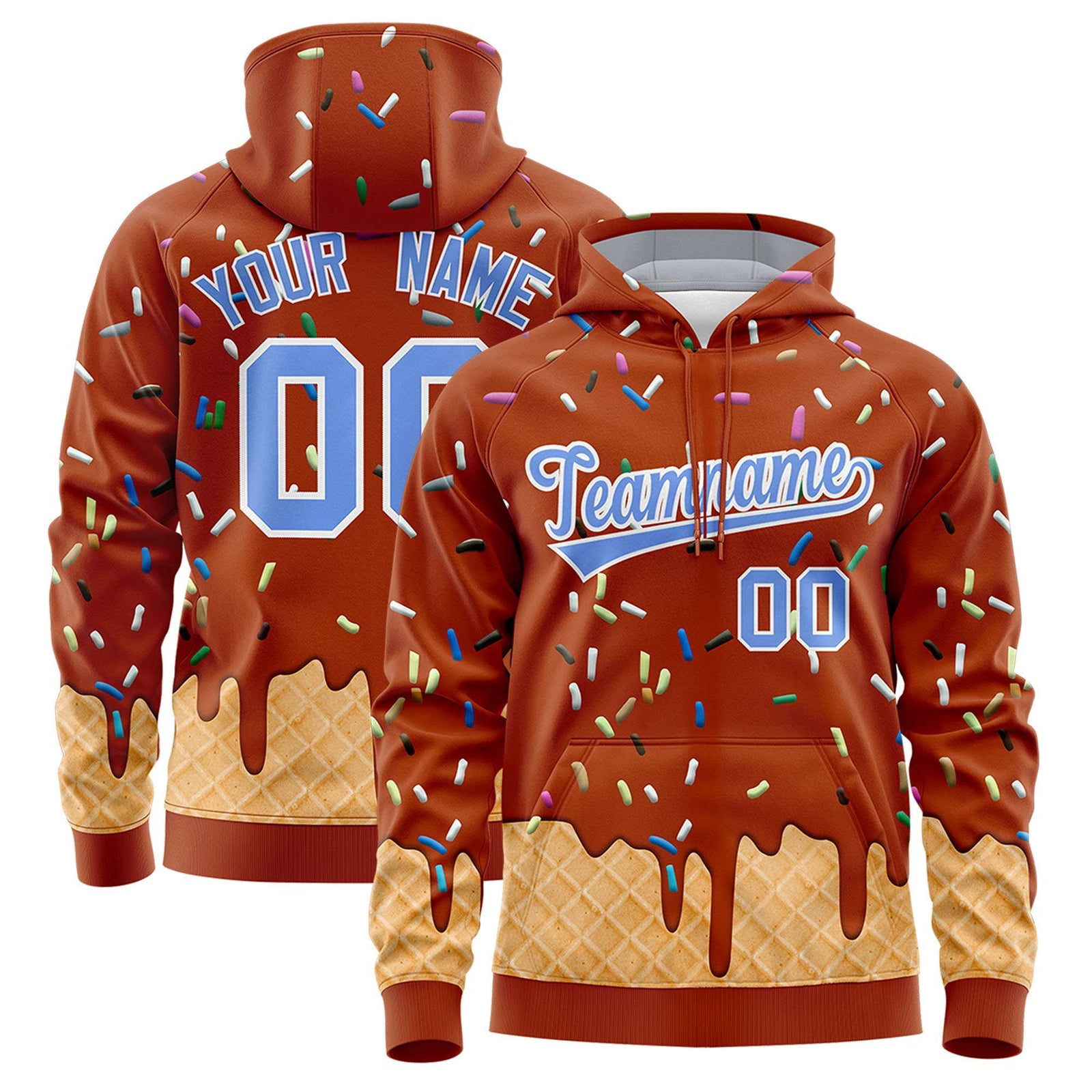 Custom Texas Orange Graffiti Pattern Fashion Hoodie Athletic Pullover Sweatshirt