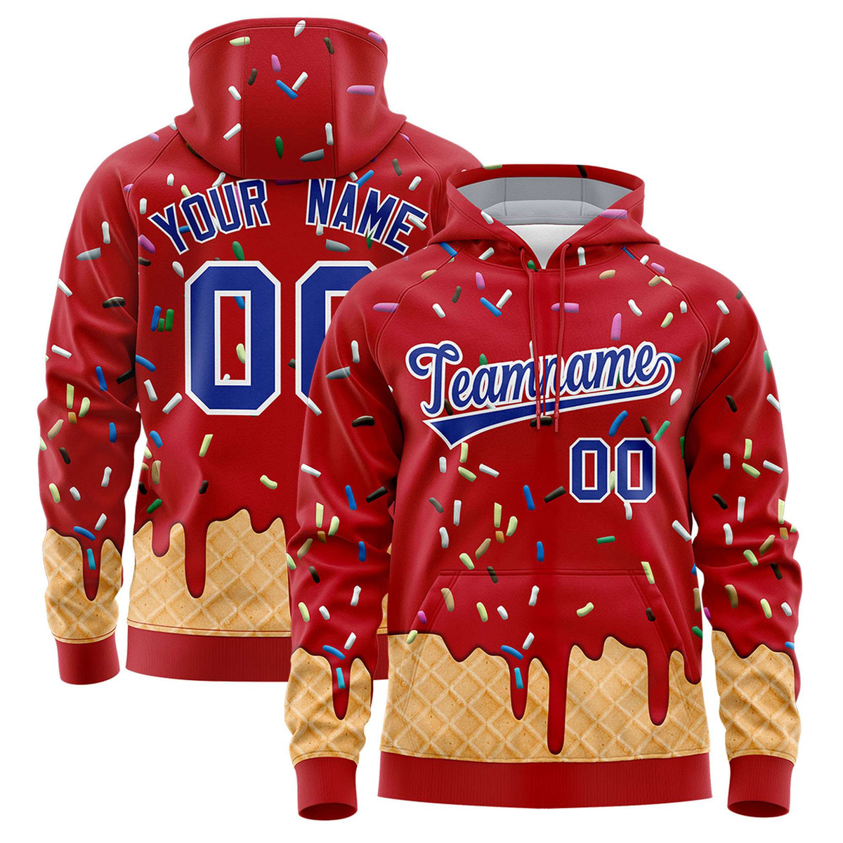 Custom Red Graffiti Pattern Fashion Hoodie Athletic Pullover Sweatshirt