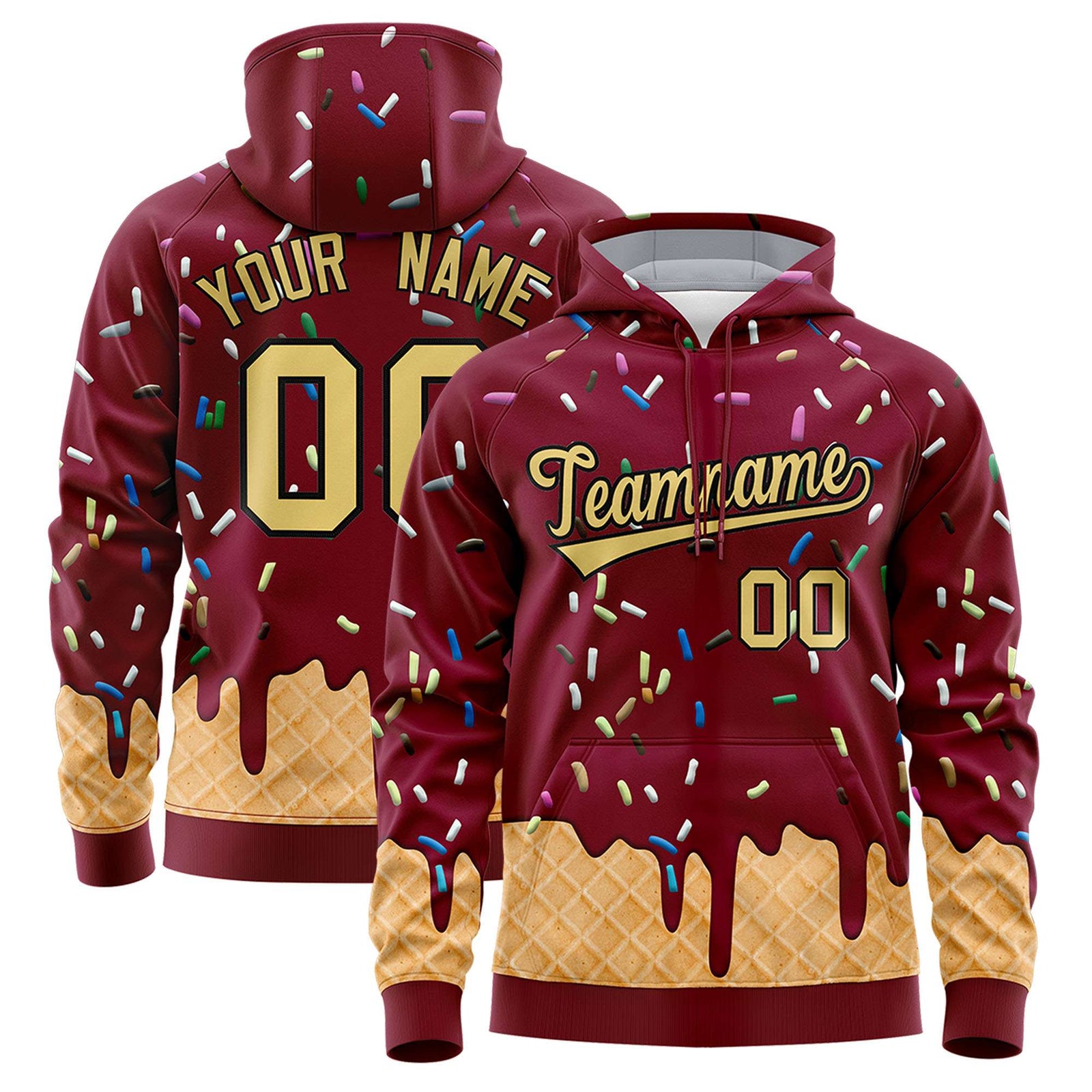 Custom Crimson Graffiti Pattern Fashion Hoodie Athletic Pullover Sweatshirt