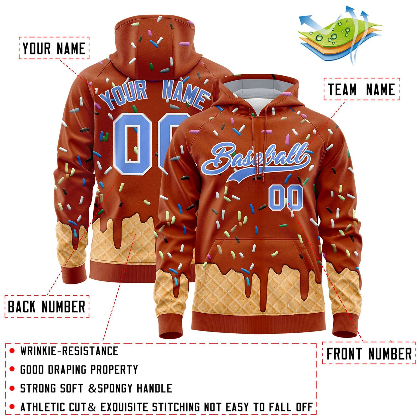 Custom Texas Orange Graffiti Pattern Fashion Hoodie Athletic Pullover Sweatshirt