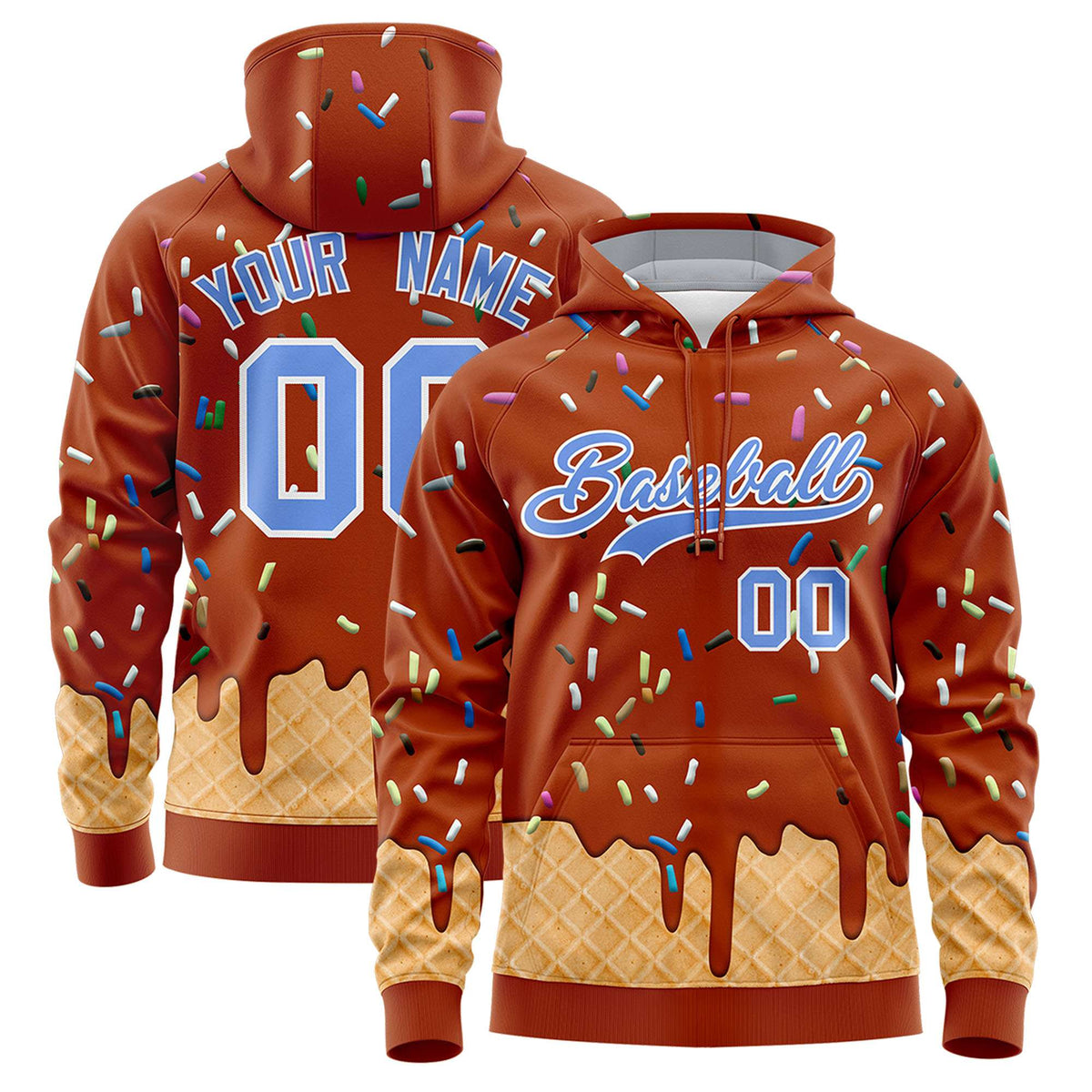Custom Texas Orange Graffiti Pattern Fashion Hoodie Athletic Pullover Sweatshirt