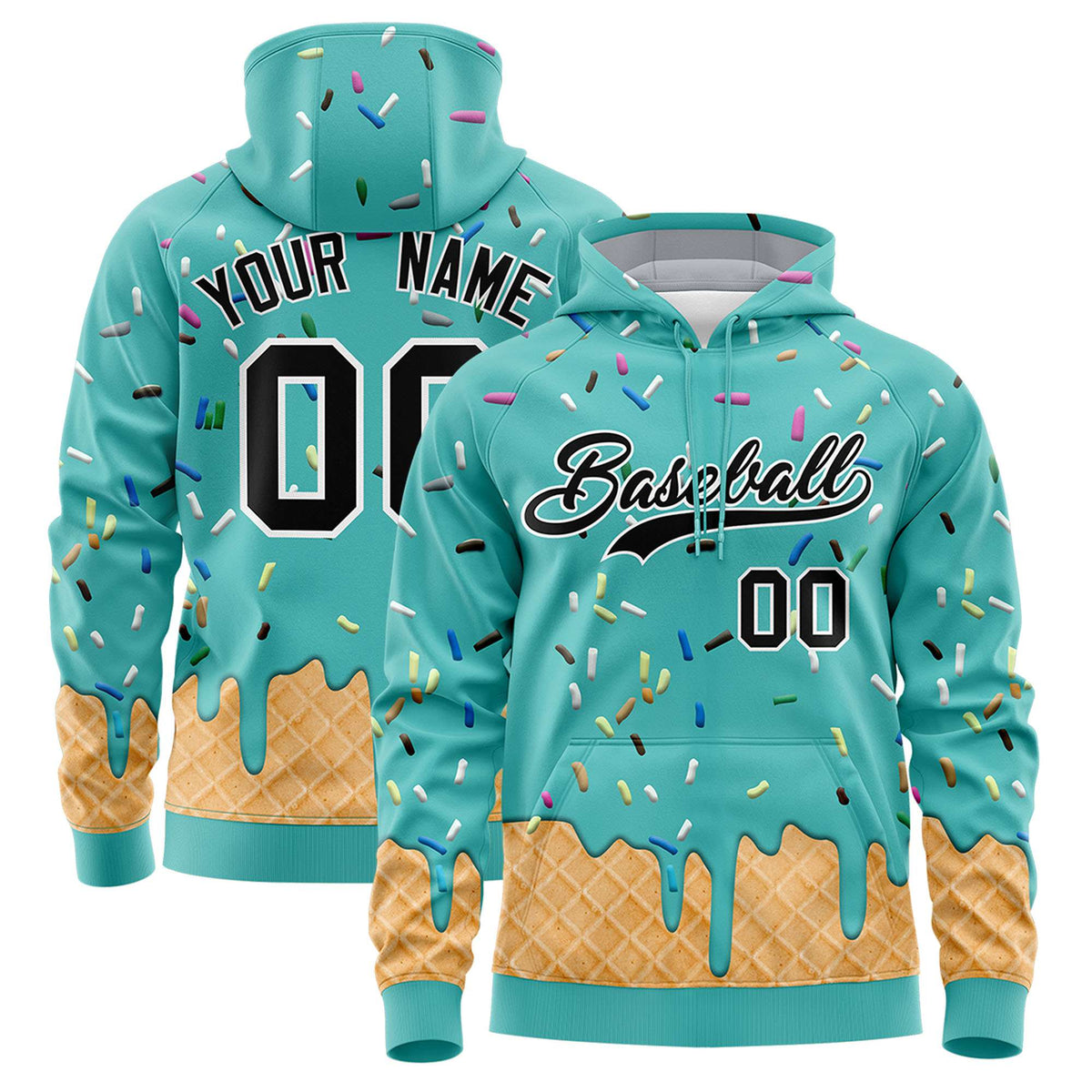 Custom Bright Green Graffiti Pattern Fashion Hoodie Athletic Pullover Sweatshirt