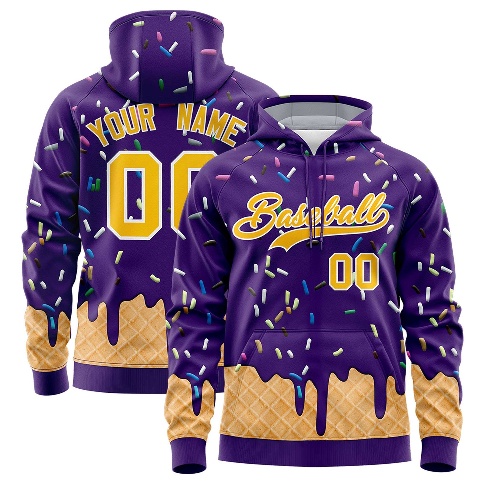 Custom Purple Graffiti Pattern Fashion Hoodie Athletic Pullover Sweatshirt