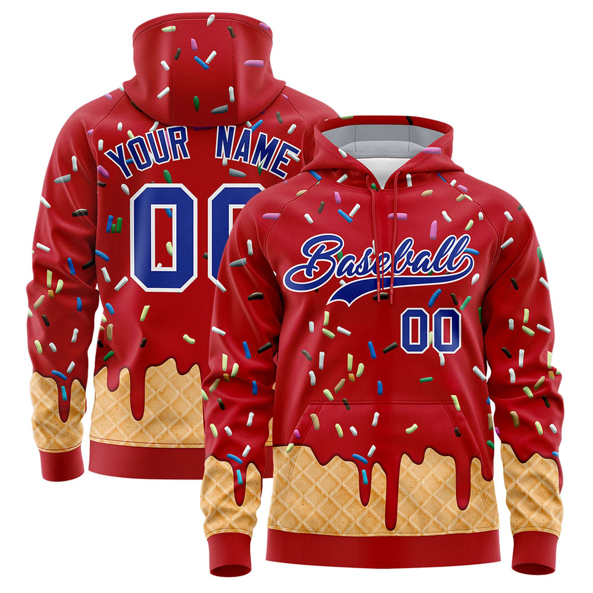 Custom Red Graffiti Pattern Fashion Hoodie Athletic Pullover Sweatshirt