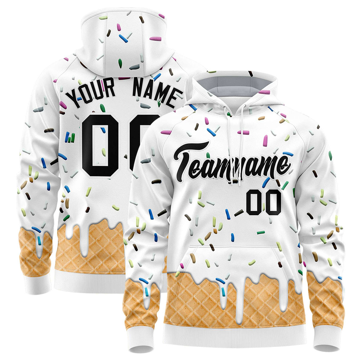 Custom White Graffiti Pattern Fashion Hoodie Athletic Pullover Sweatshirt