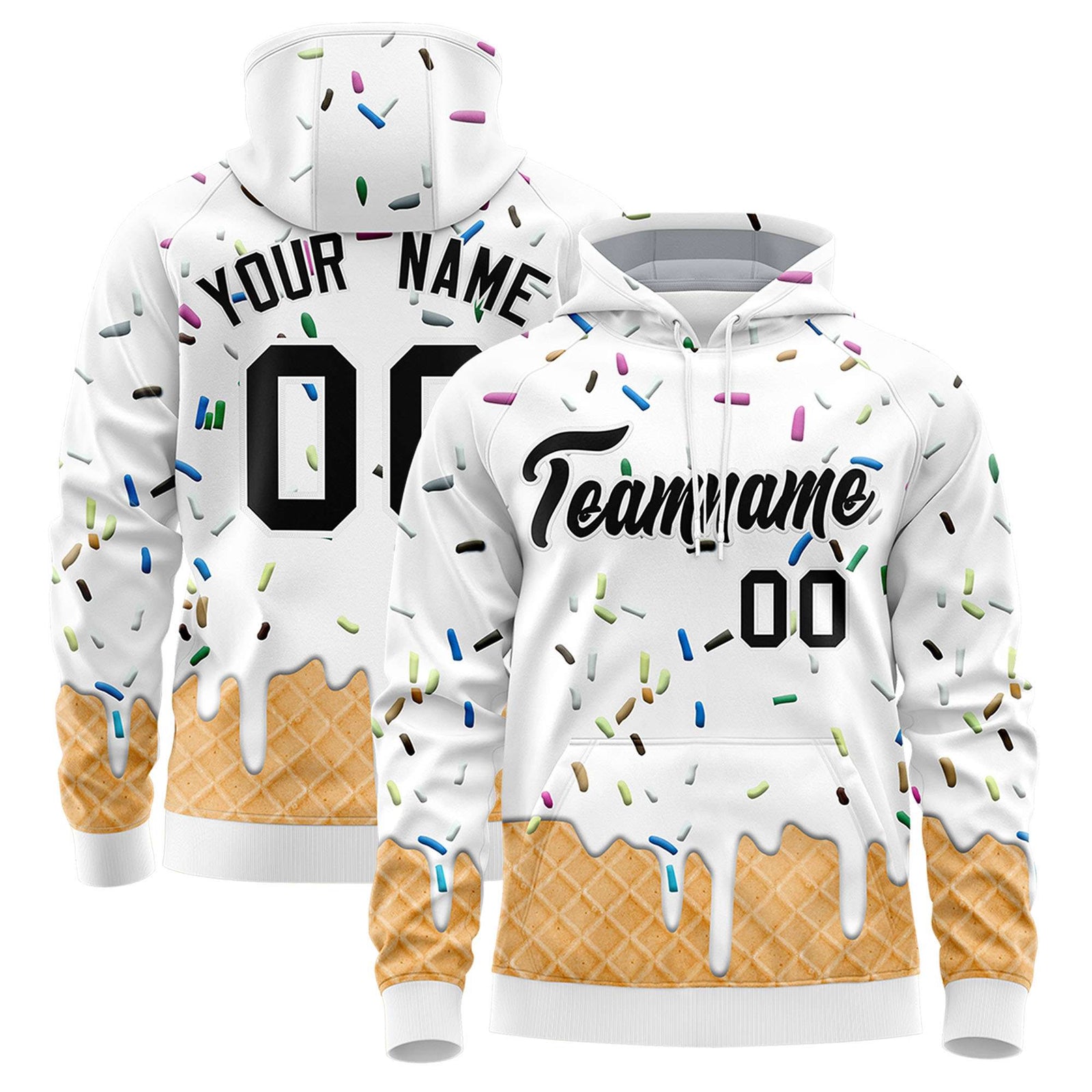 Custom White Graffiti Pattern Fashion Hoodie Athletic Pullover Sweatshirt