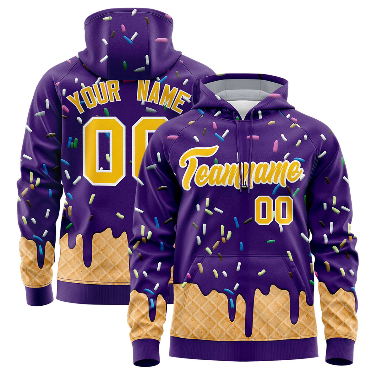 Custom Purple Graffiti Pattern Fashion Hoodie Athletic Pullover Sweatshirt