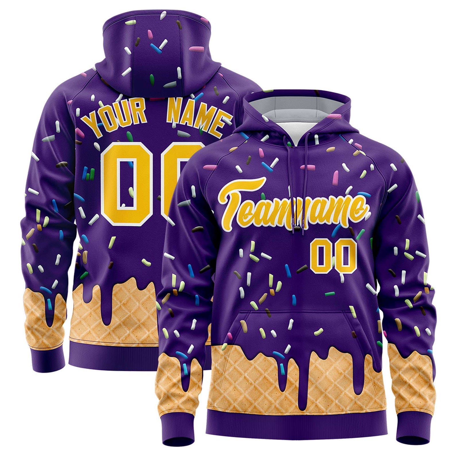 Custom Purple Graffiti Pattern Fashion Hoodie Athletic Pullover Sweatshirt