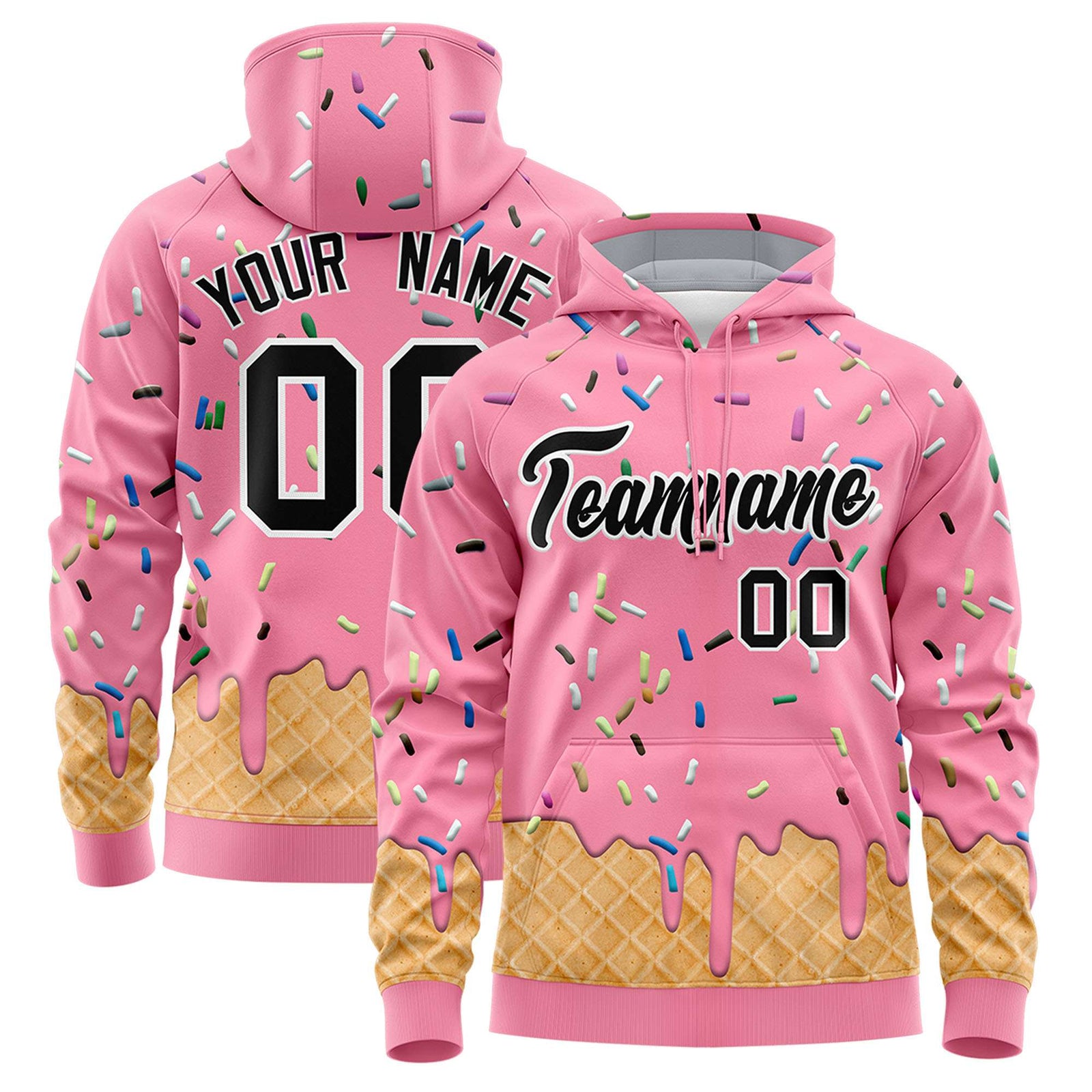 Custom Light Pink Graffiti Pattern Fashion Hoodie Athletic Pullover Sweatshirt