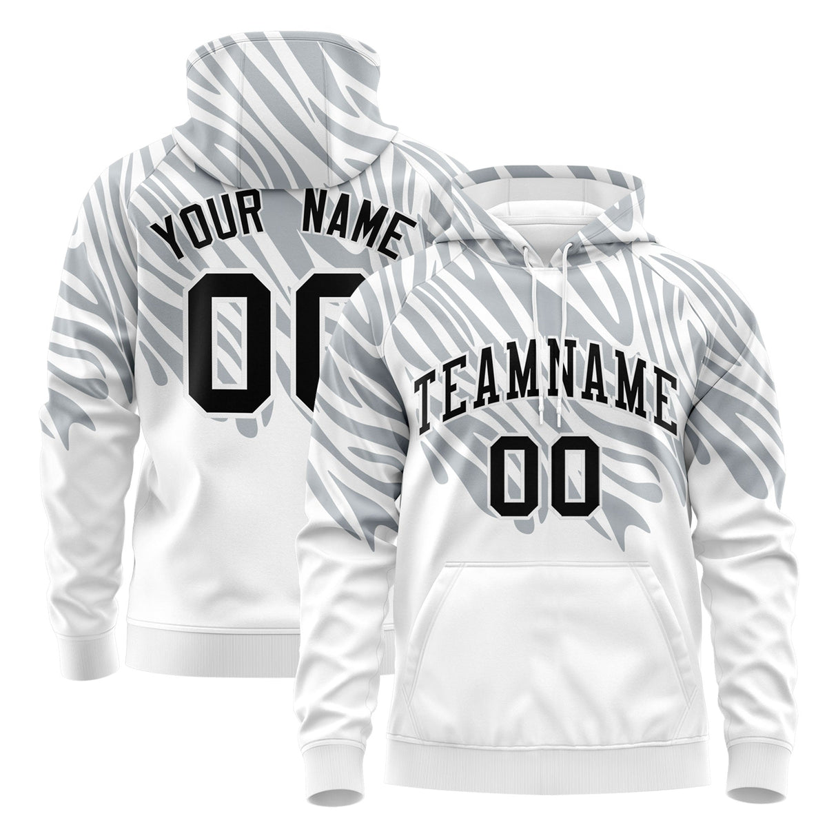 Custom Silver White Leopard Print Pullover Sweatshirt Hoodie| KXKSHOP