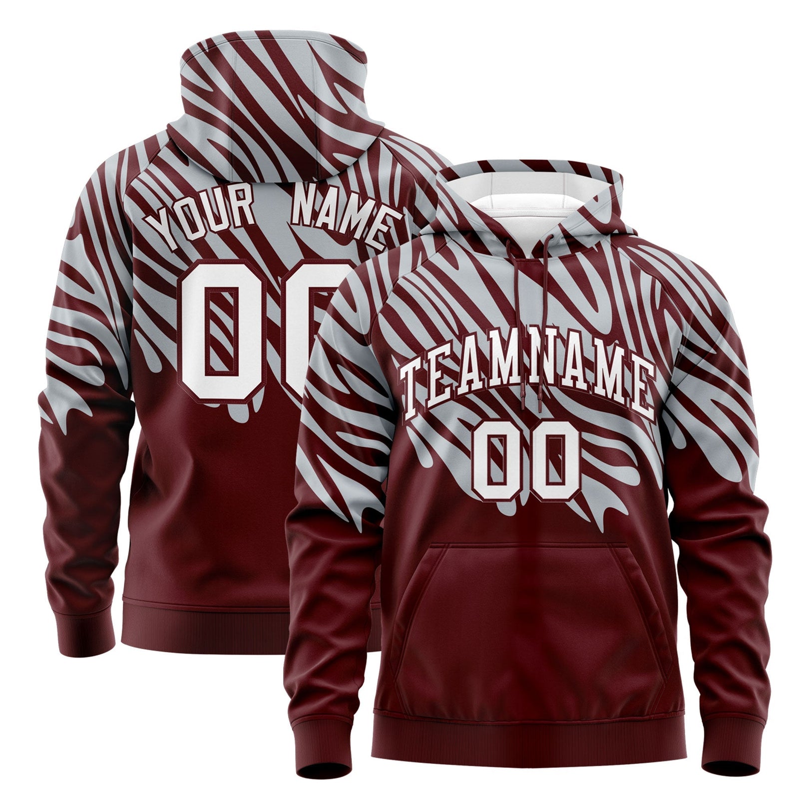 Custom Silver Crimson Leopard Print Pullover Sweatshirt Hoodie| KXKSHOP