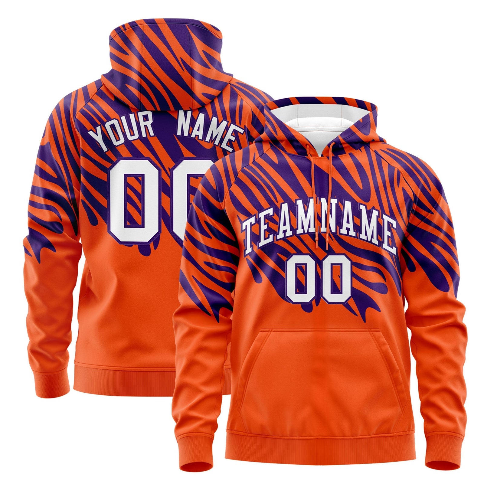 Custom Orange Purple Leopard Print Pullover Sweatshirt Hoodie| KXKSHOP
