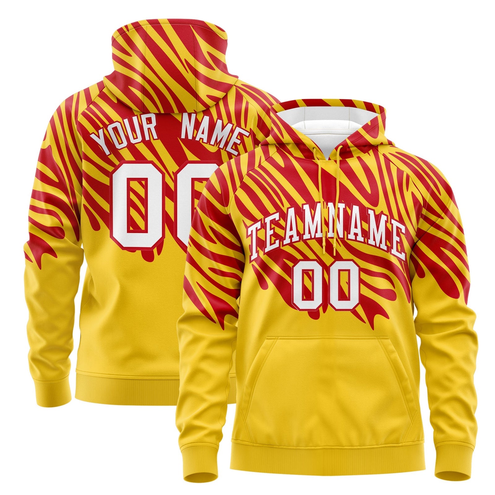 Custom Red Gold Leopard Print Pullover Sweatshirt Hoodie| KXKSHOP