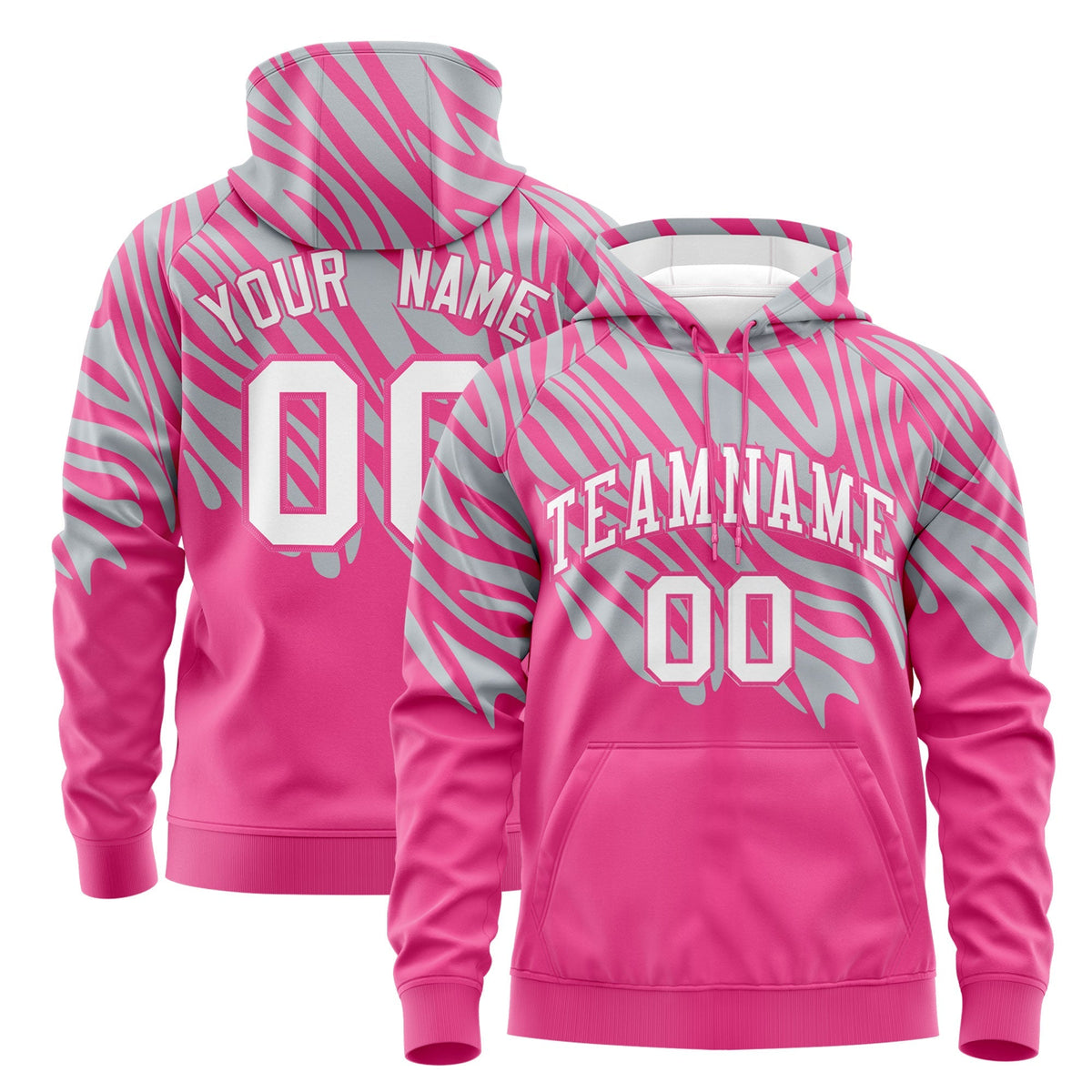 Custom Silver Pink Leopard Print Pullover Sweatshirt Hoodie| KXKSHOP