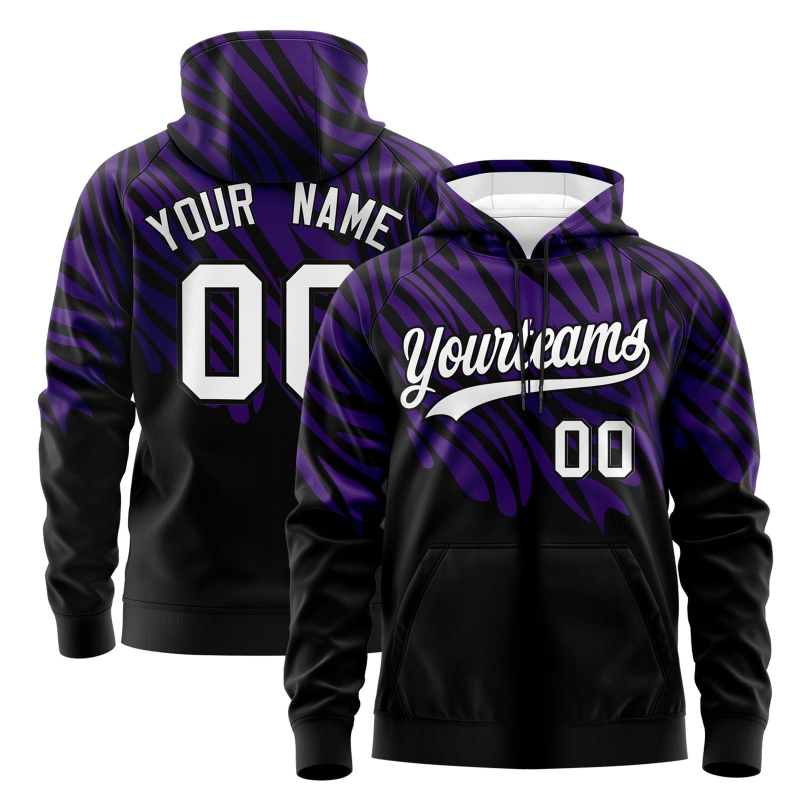 Custom Purple Black Leopard Print Pullover Sweatshirt Hoodie| KXKSHOP