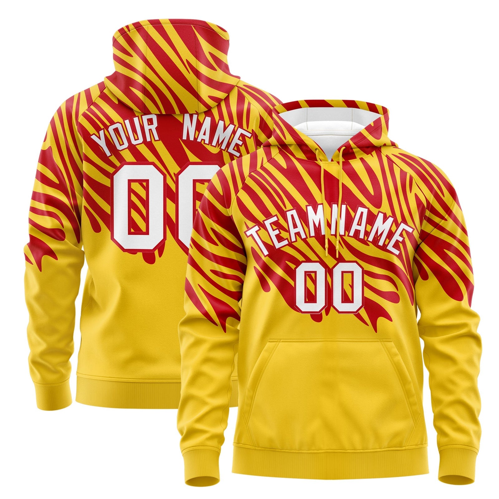 Custom Red Gold Leopard Print Pullover Sweatshirt Hoodie| KXKSHOP
