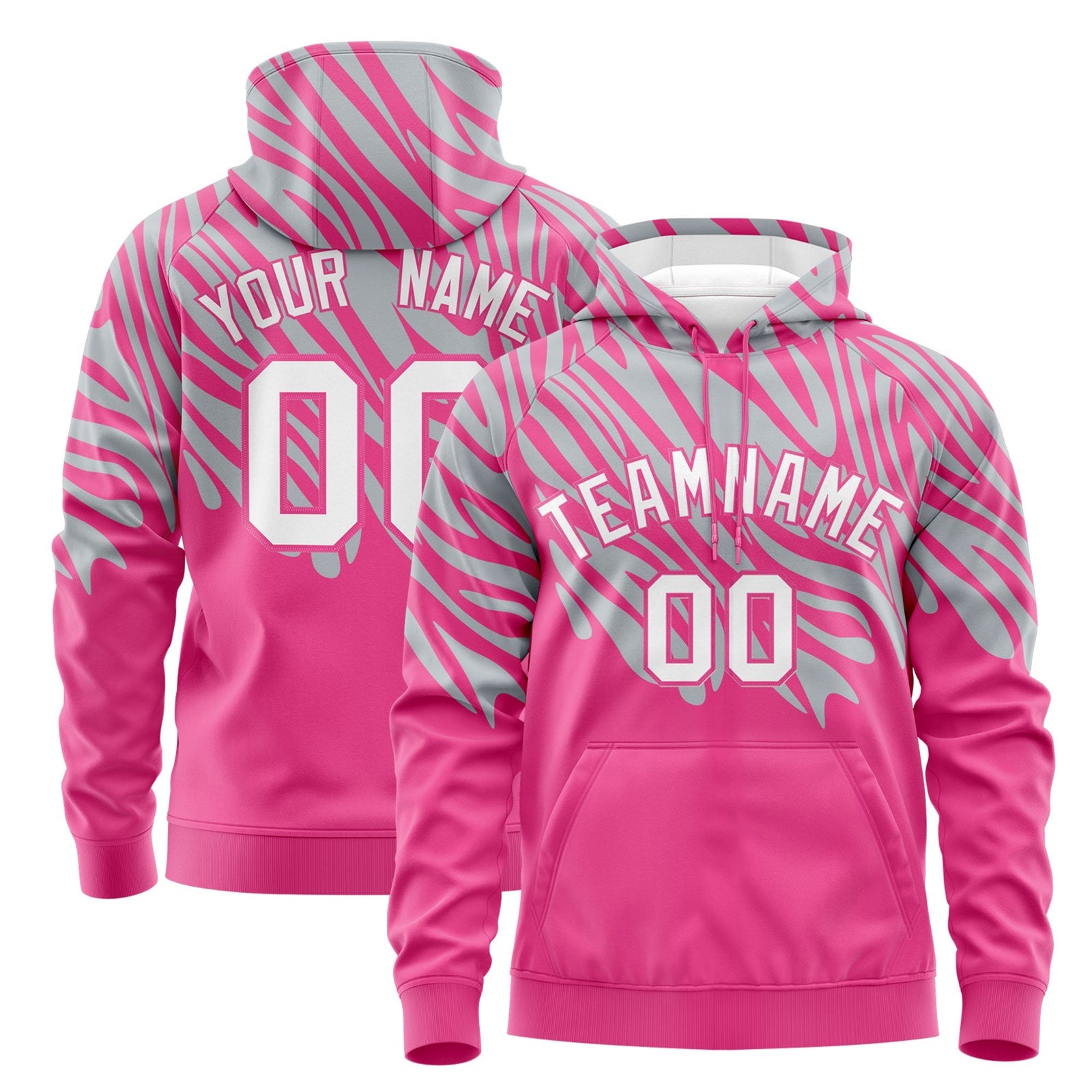 Custom Silver Pink Leopard Print Pullover Sweatshirt Hoodie| KXKSHOP
