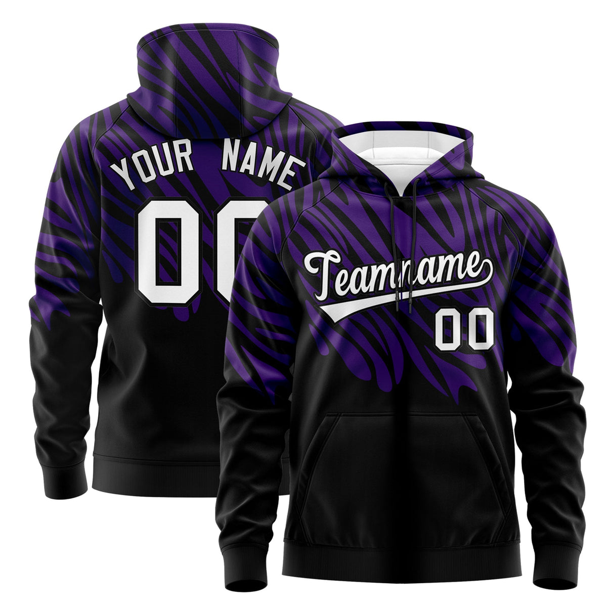 Custom Purple Black Leopard Print Pullover Sweatshirt Hoodie| KXKSHOP