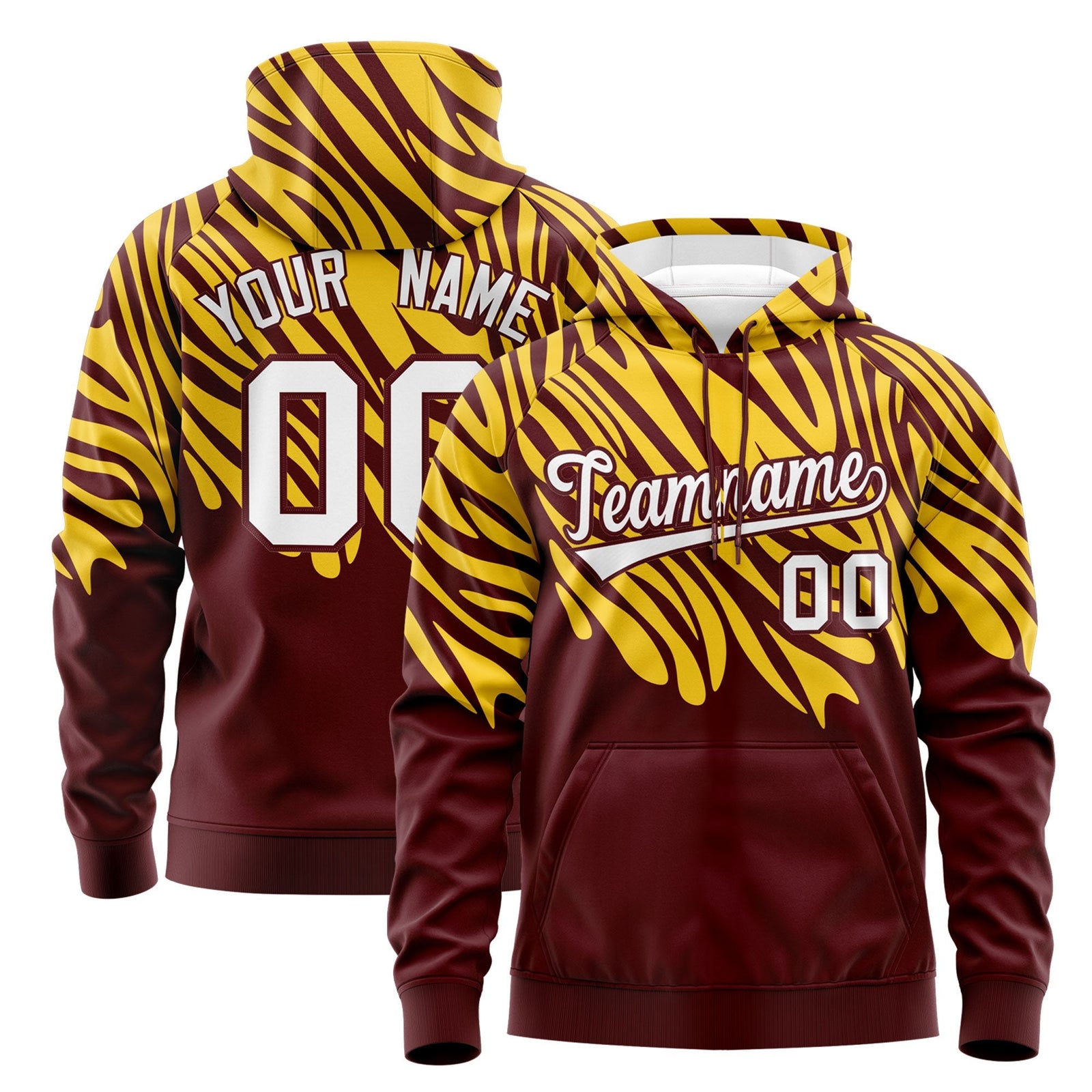 Custom Crimson Gold White Leopard Print Pullover Sweatshirt Hoodie| KXKSHOP
