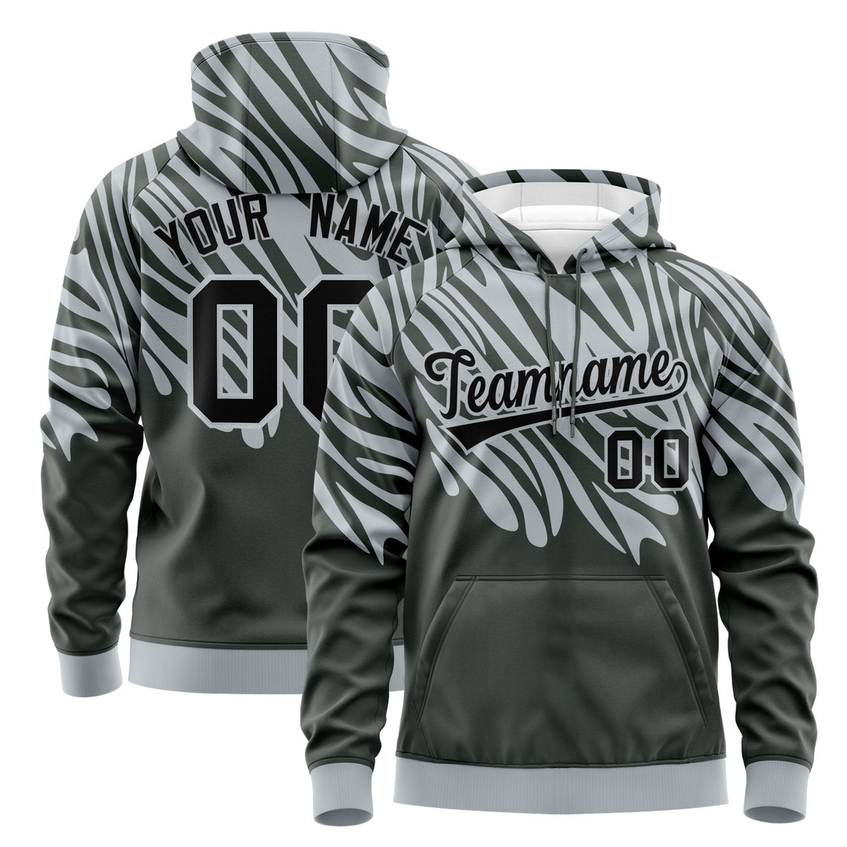 Custom Silver Black Leopard Print Pullover Sweatshirt Hoodie| KXKSHOP