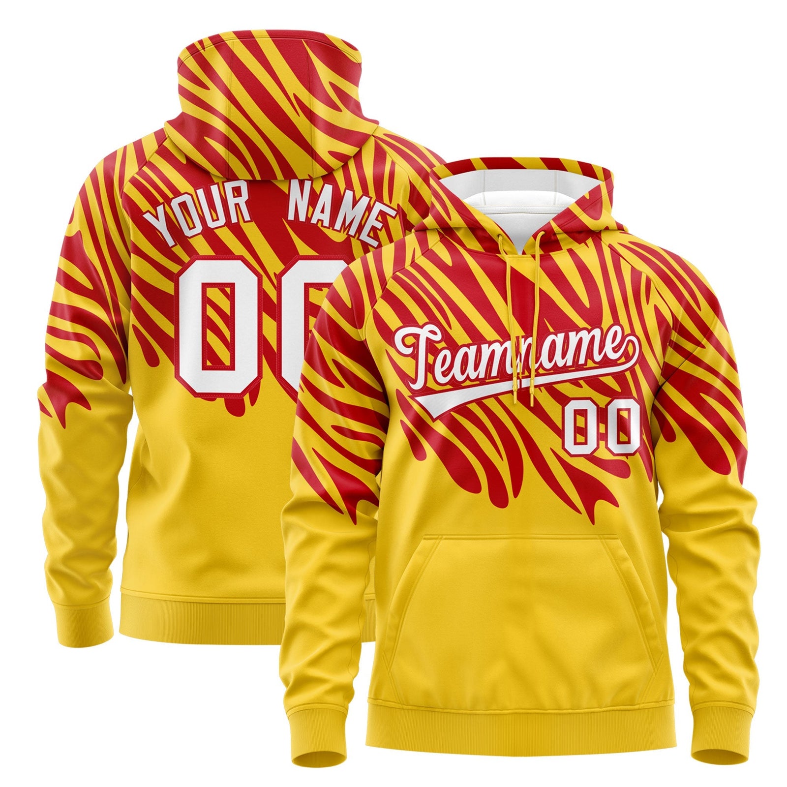Custom Red Gold Leopard Print Pullover Sweatshirt Hoodie| KXKSHOP