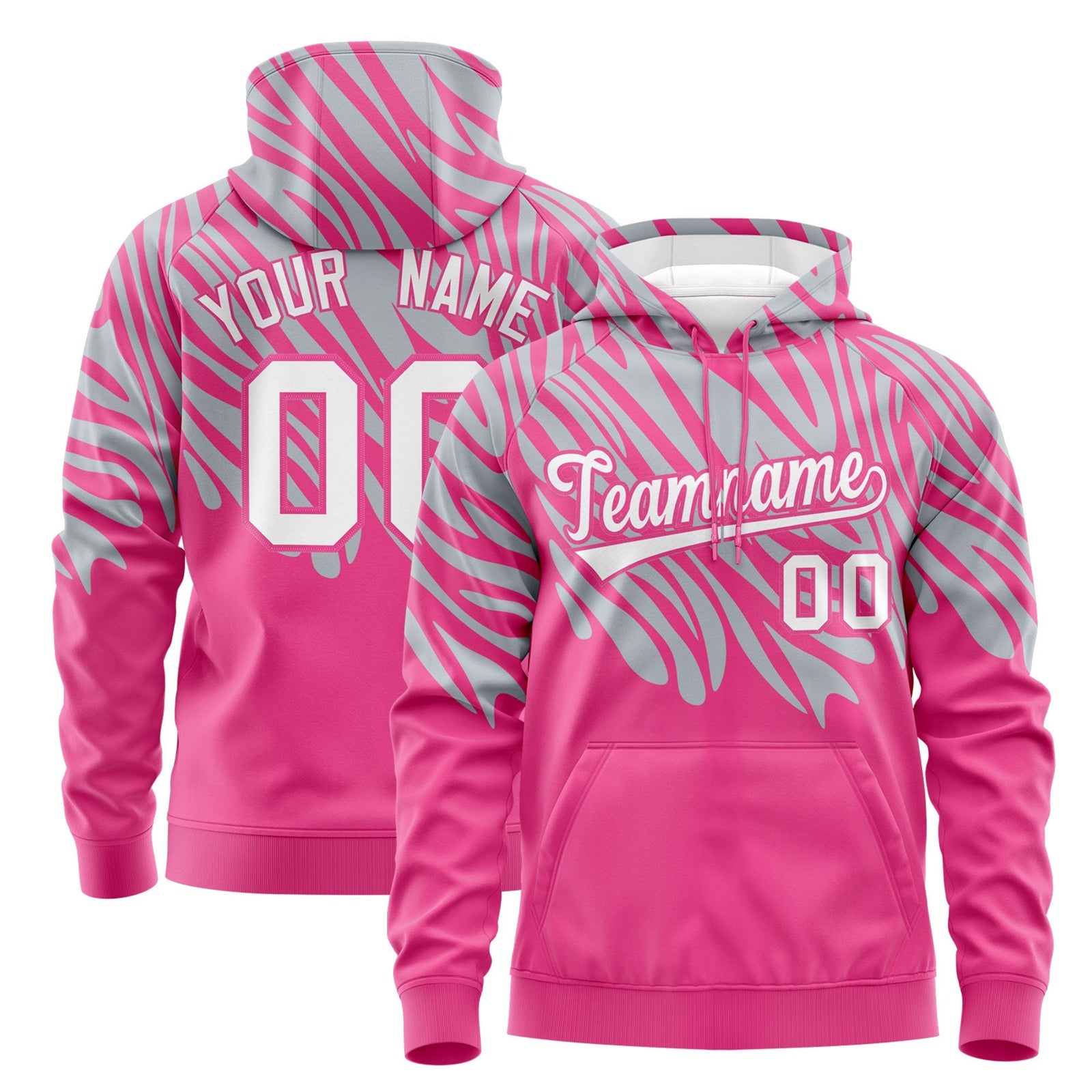 Custom Silver Pink Leopard Print Pullover Sweatshirt Hoodie| KXKSHOP