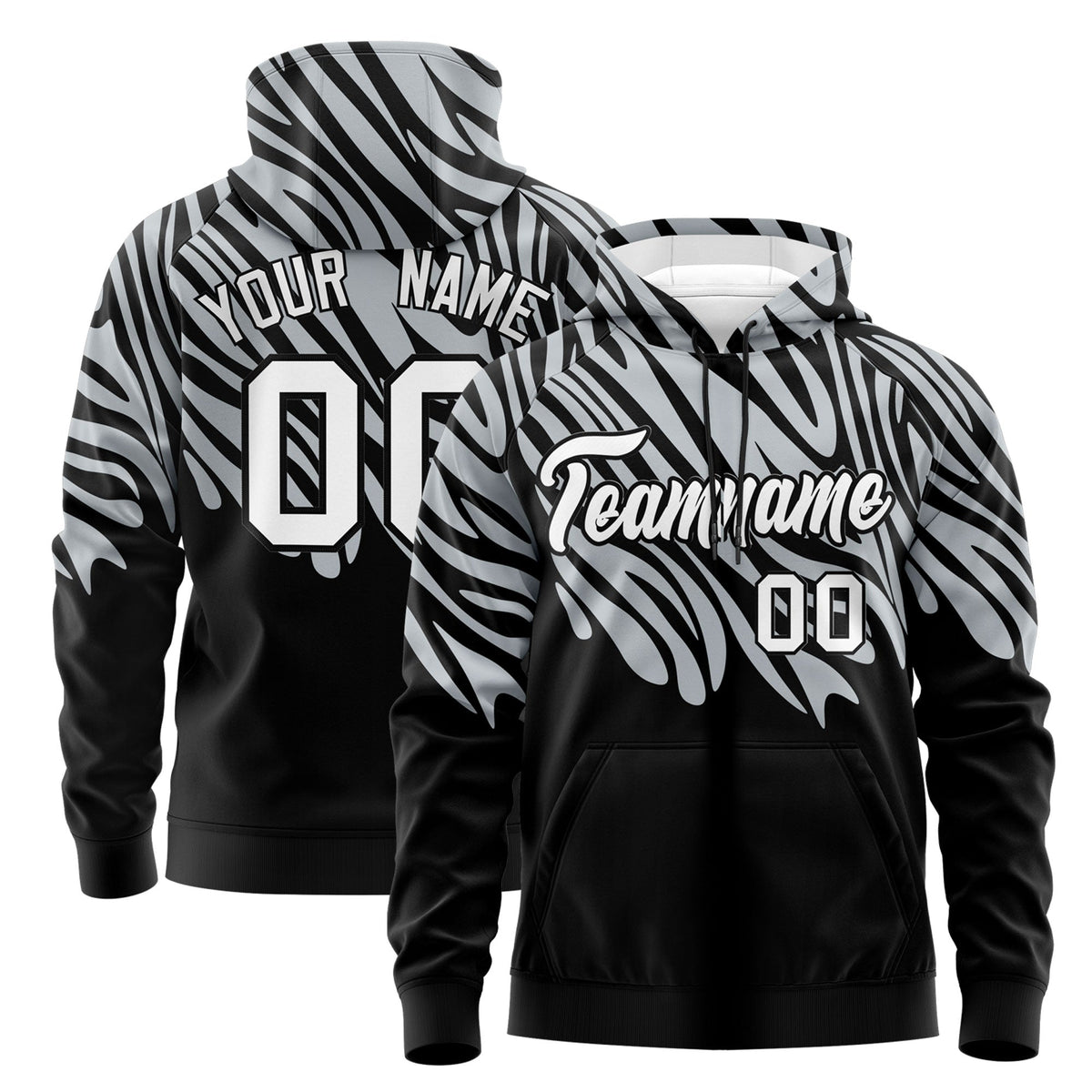 Custom Silver Black White Leopard Print Pullover Sweatshirt Hoodie| KXKSHOP