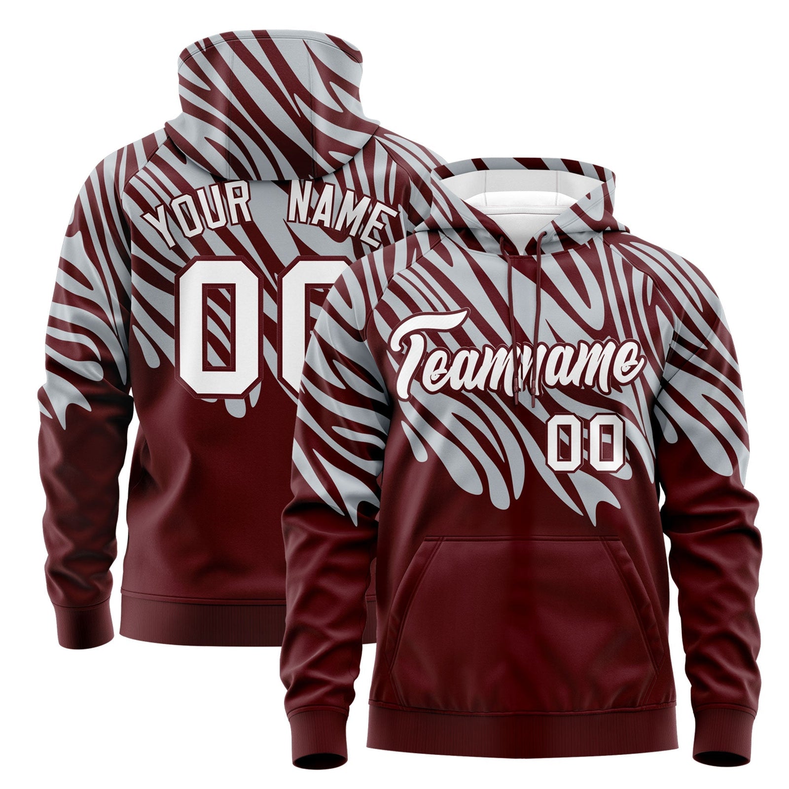 Custom Silver Crimson Leopard Print Pullover Sweatshirt Hoodie| KXKSHOP