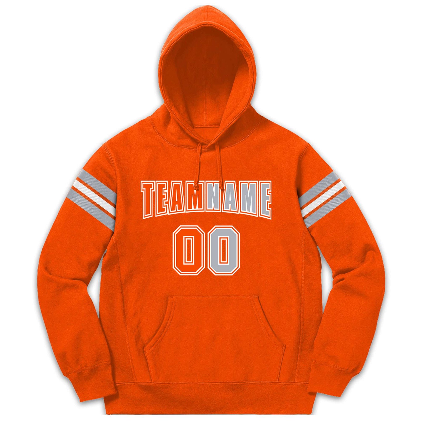 Custom Stitched Orange Gray-White Cotton Pullover Sweatshirt Hoodie