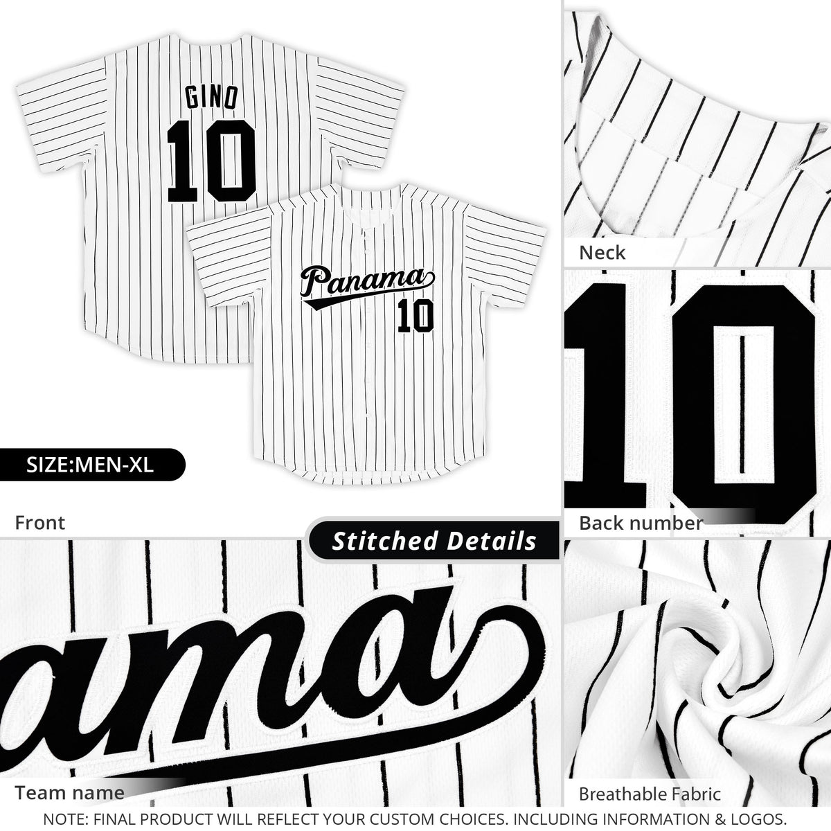 Custom White Black Stripe Fashion Authentic Baseball Jersey