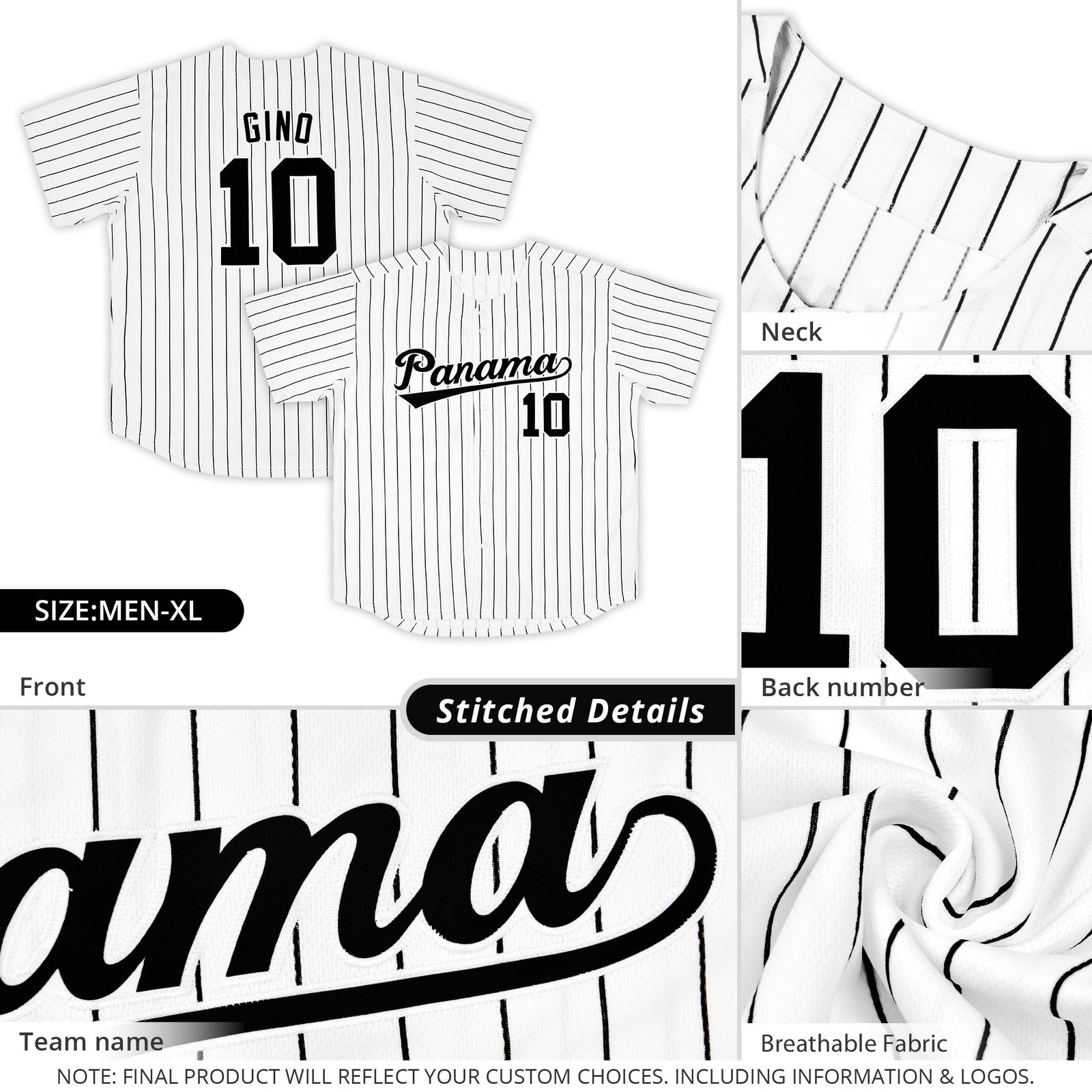 Custom White Black Stripe Fashion Authentic Baseball Jersey