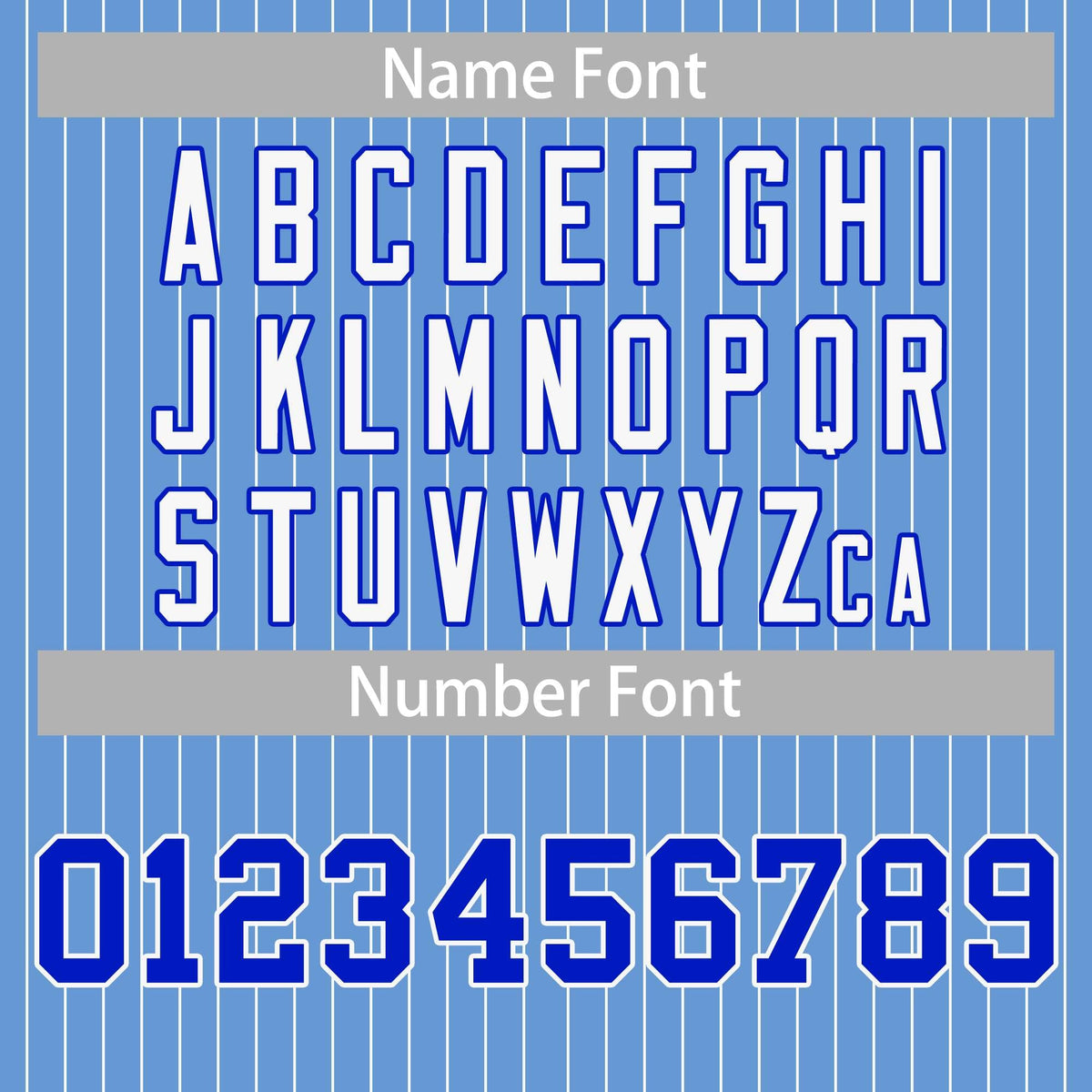 pinstripe baseball uniforms name font style