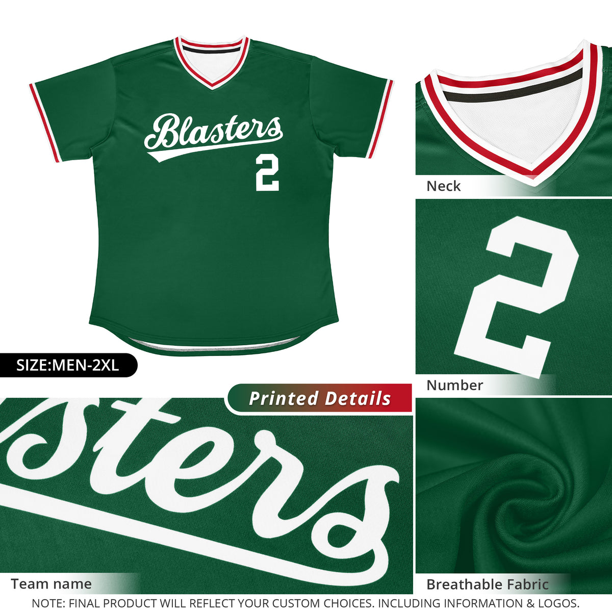 Custom Green Classic Style Outdoor Authentic Pullover Baseball Jersey