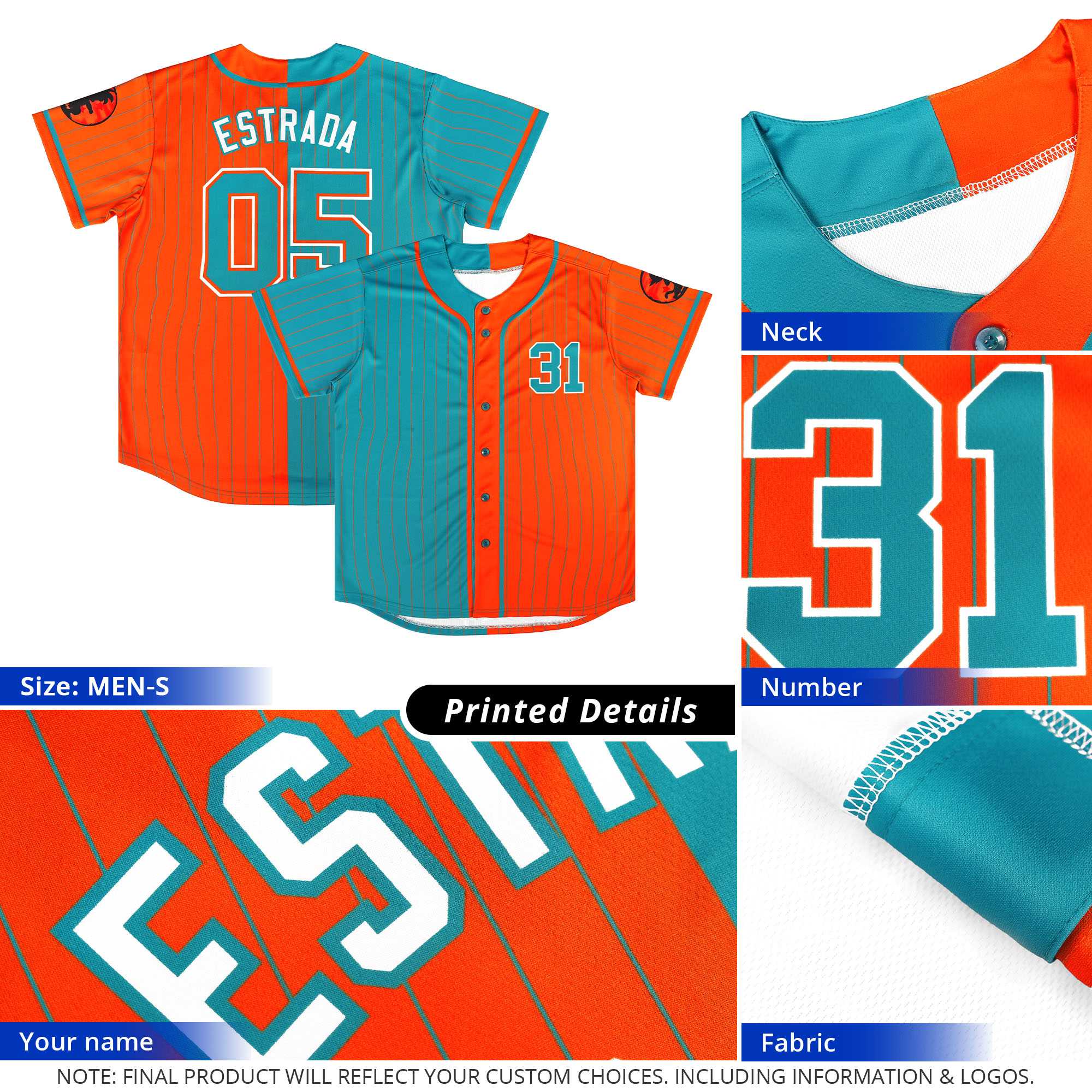 Custom Orange Black Two Tone Striped Fashion Authentic Baseball Jersey