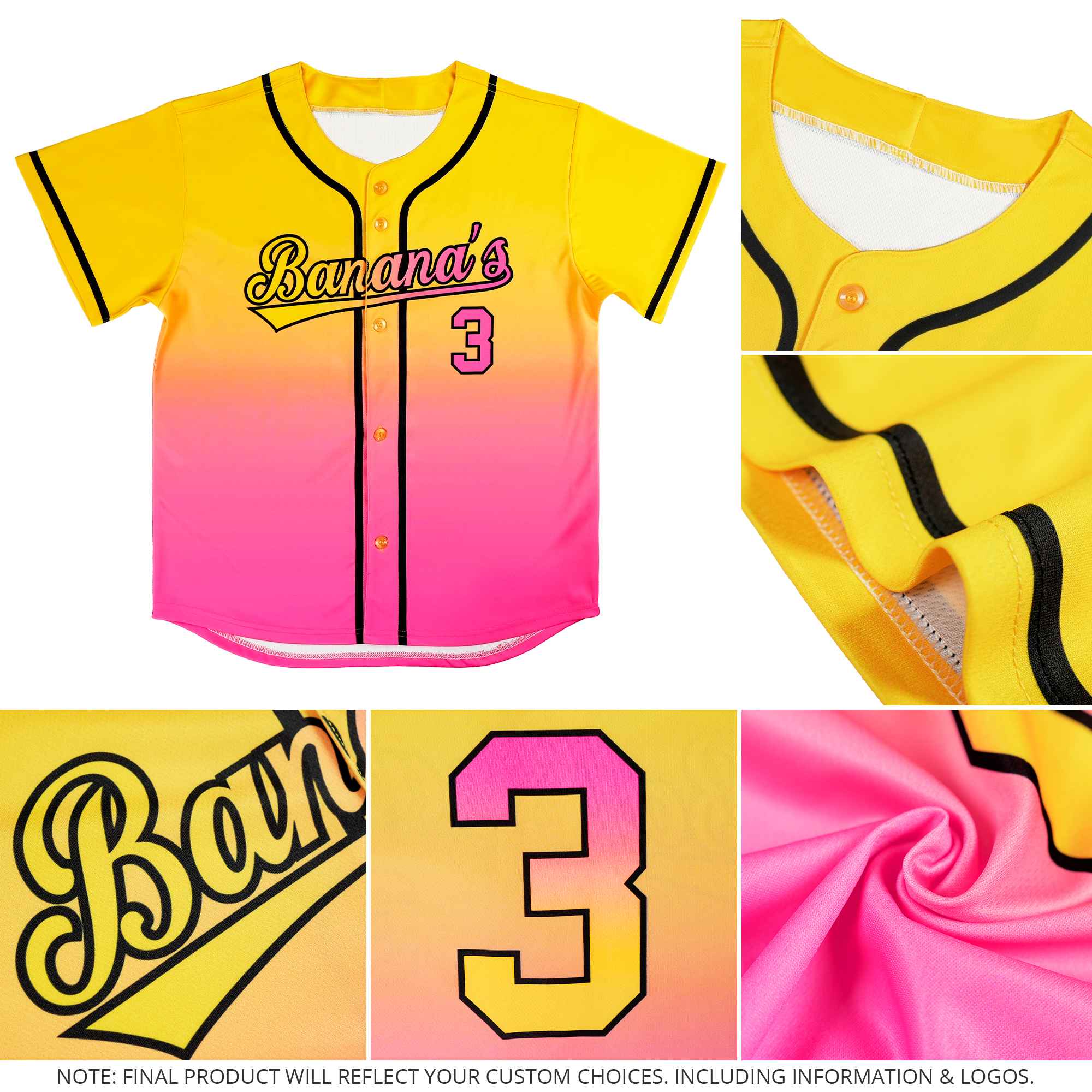 Custom Royal Gold Gradient Fashion Authentic Baseball Jersey