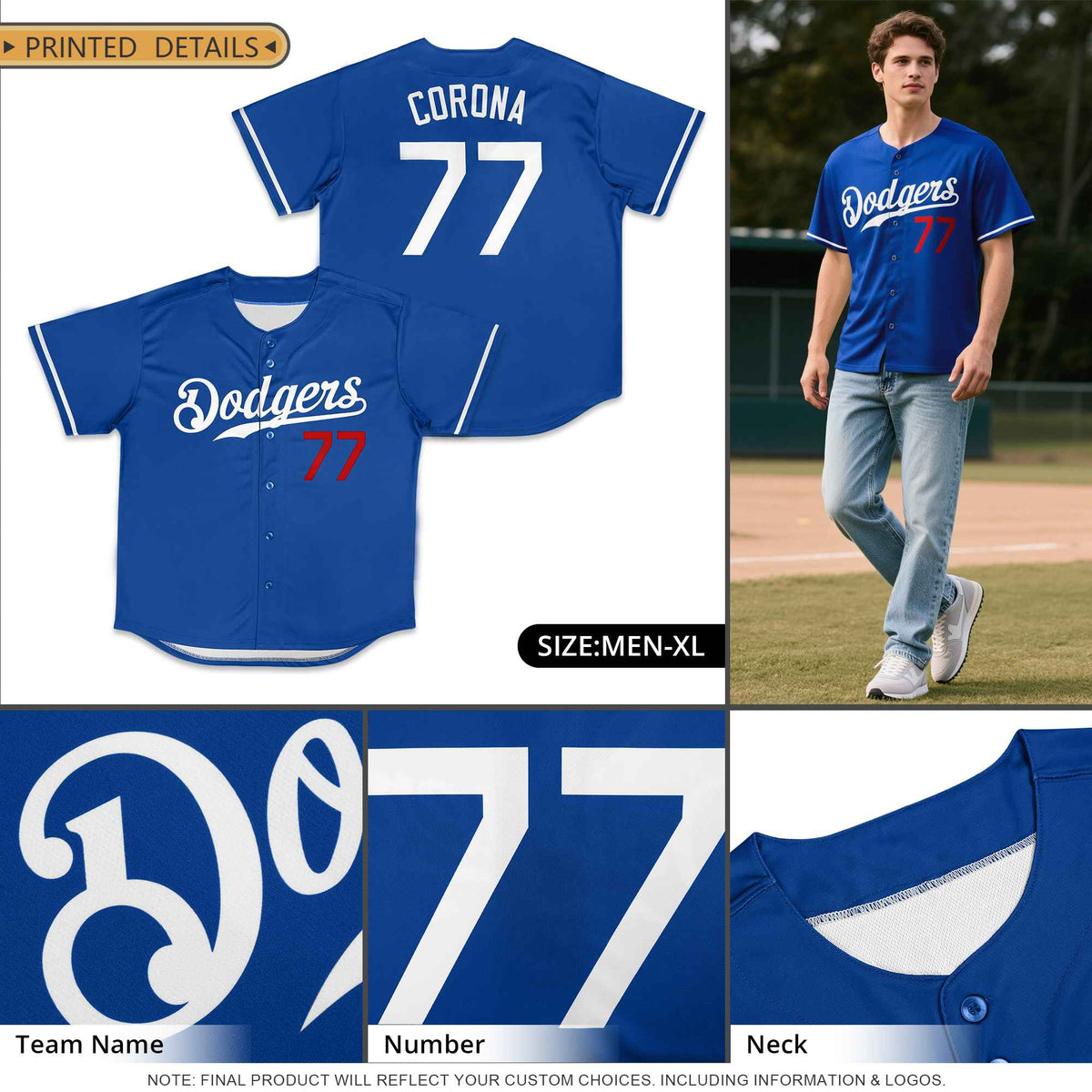 Custom Light Blue White-Royal Classic Style Authentic Baseball Jersey