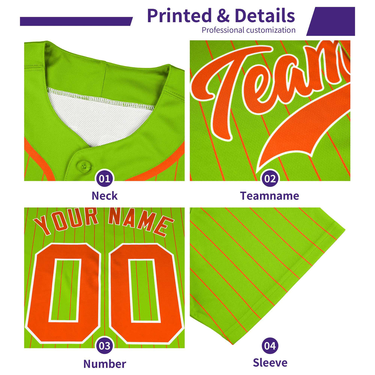Custom White Purple Stripe Fashion Authentic Two-Button Softball Jersey