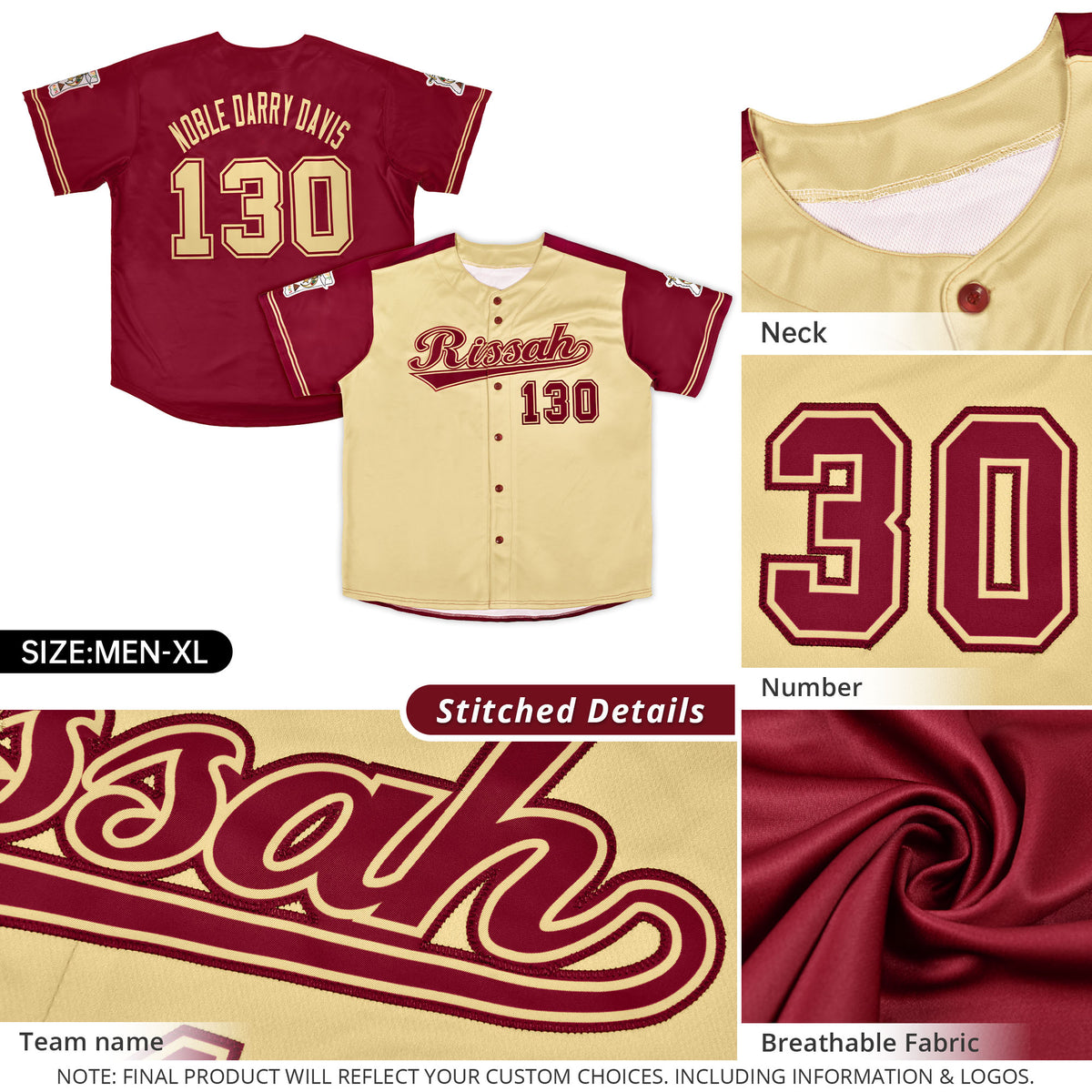 Custom Khaki Crimson Color Block Personalized Raglan Sleeves Authentic Baseball Jersey
