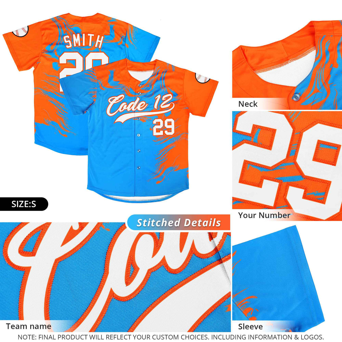 Custom White Orange Personalized Ink Pattern Authentic Baseball Jersey