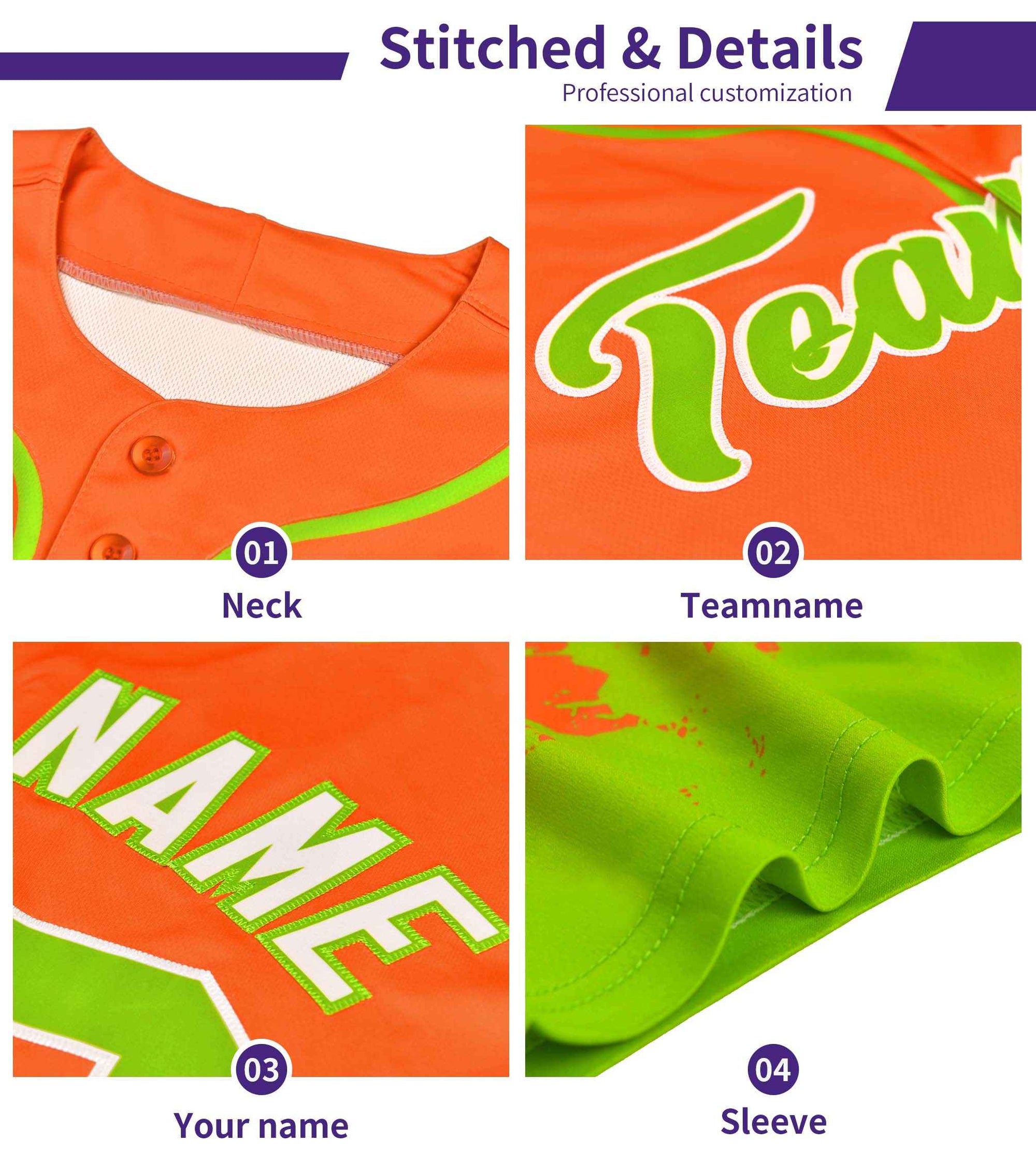 Custom Neon Green Orange Personalized Raglan Sleeves Design Authentic Baseball Jersey