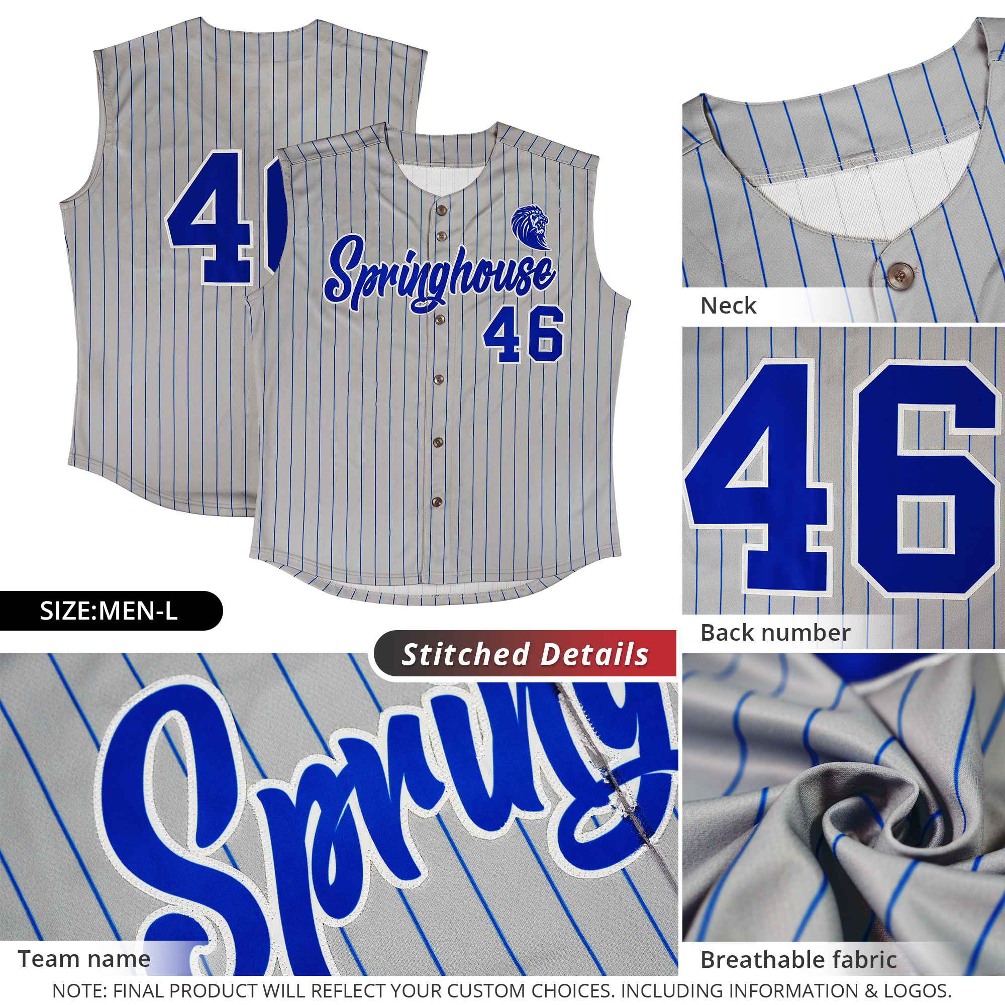 Custom Light Blue Yellow-Navy Sleeveless Stripe Fashion Baseball Jersey