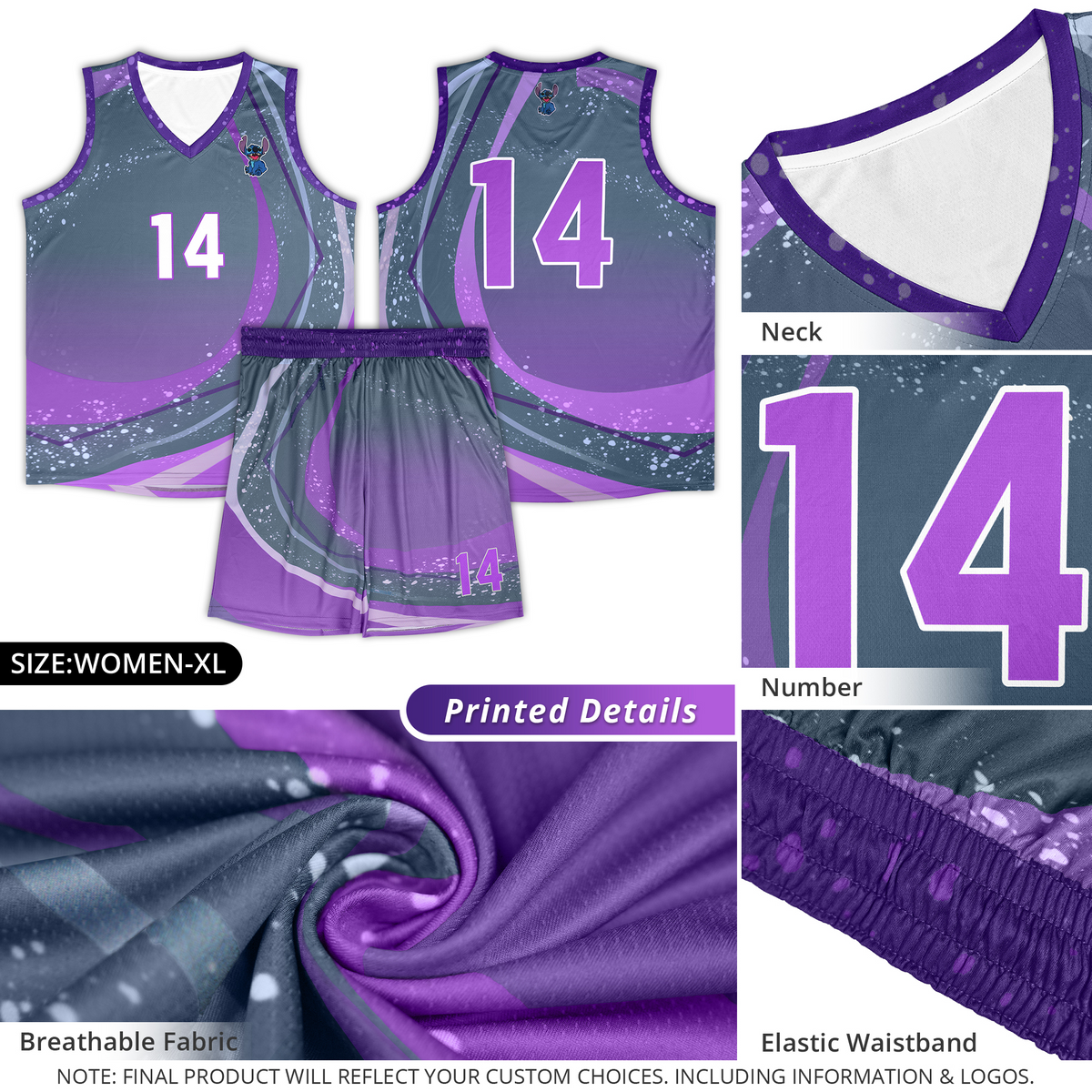 Custom Purple Sky Blue Personalized Galaxy Graffiti Pattern Sports Uniform Basketball Jersey
