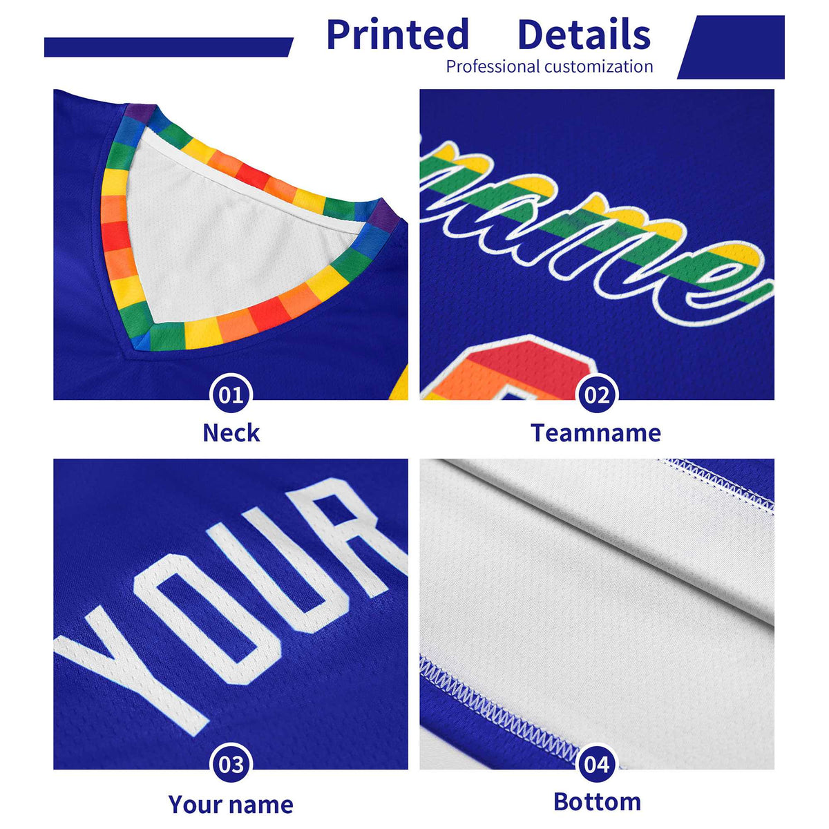 Custom Blue LGBT Rainbow For Pride Month Sports Uniform Basketball Jersey
