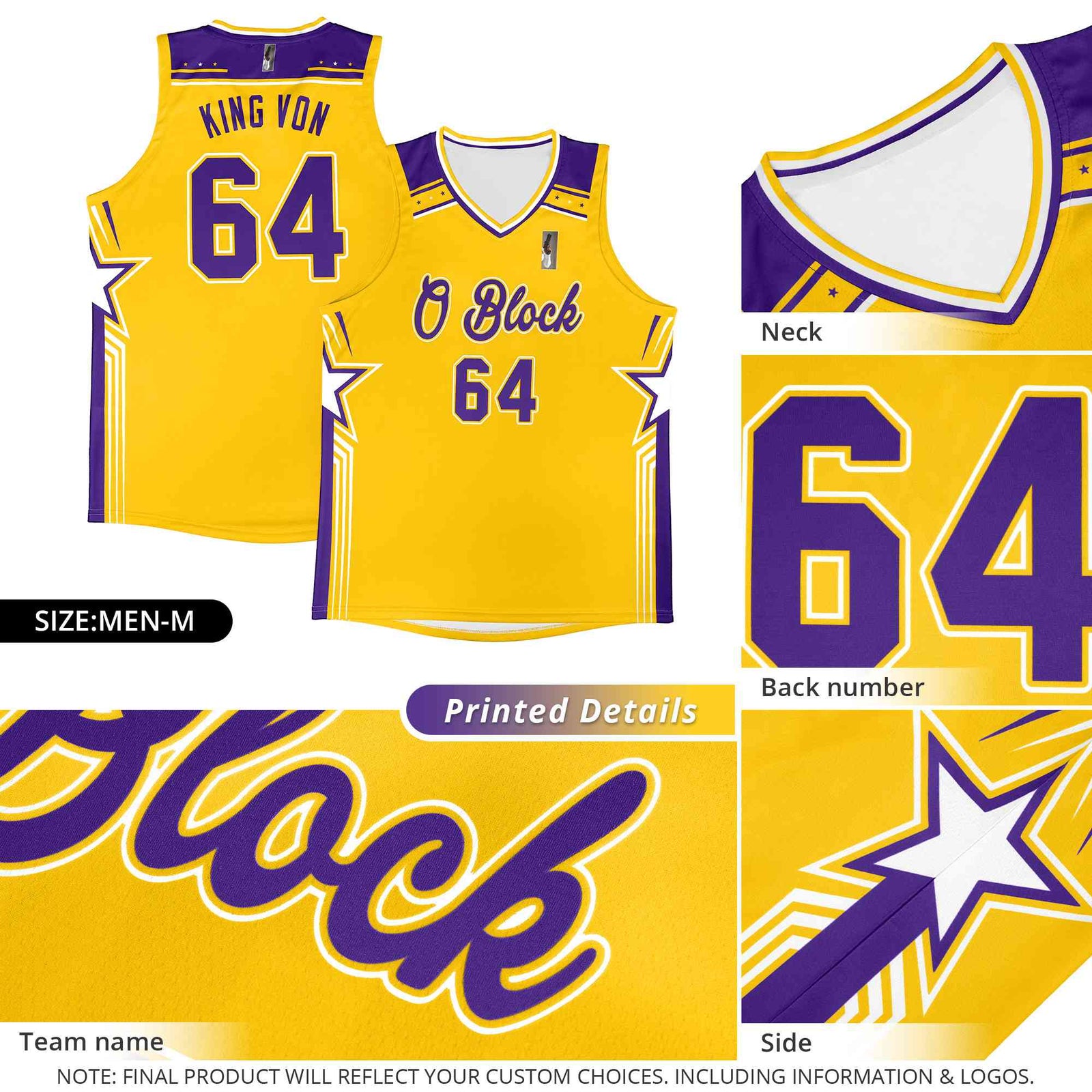 Custom Black Old Gold Star Graffiti Pattern Sports Uniform Basketball Jersey