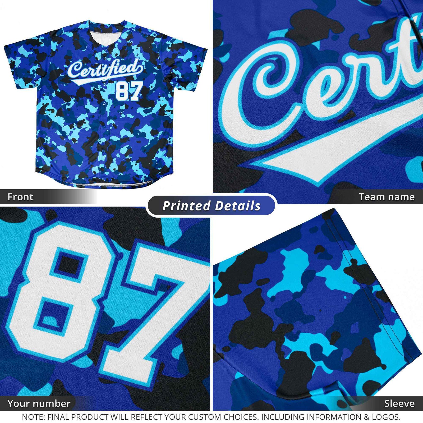 Custom Camo White Green-Black Authentic Baseball Jersey