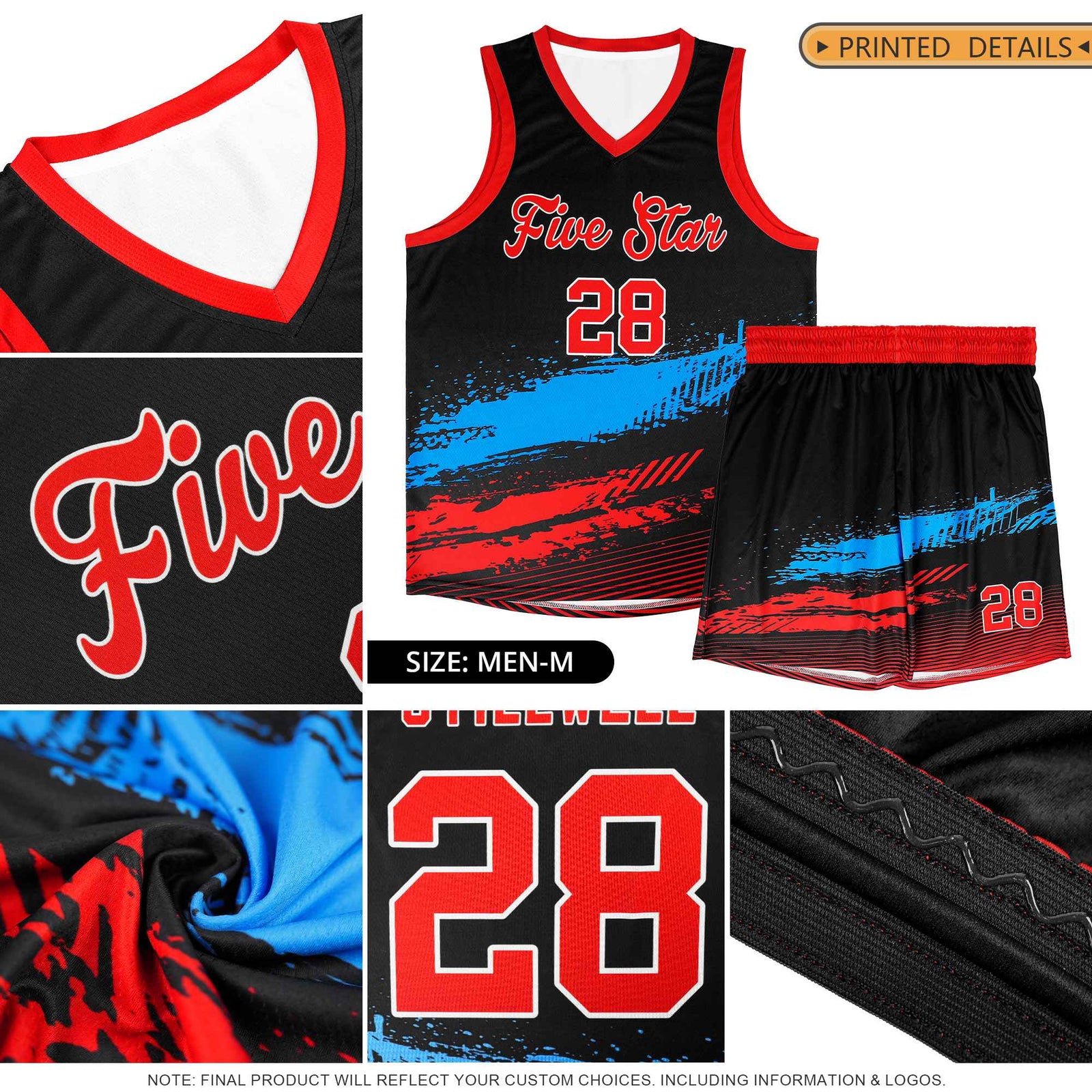 Custom Orange Gold and Navy Graffiti Pattern Sports Uniform Basketball Jersey
