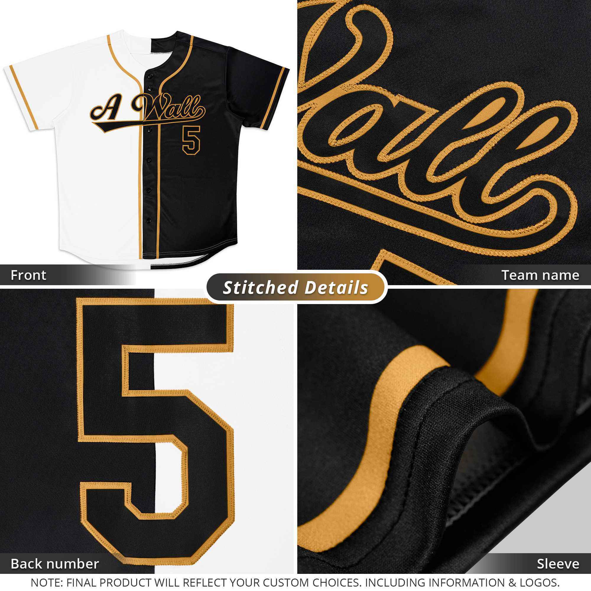 Custom Black Yellow-Green Split Fashion Authentic Baseball Jersey