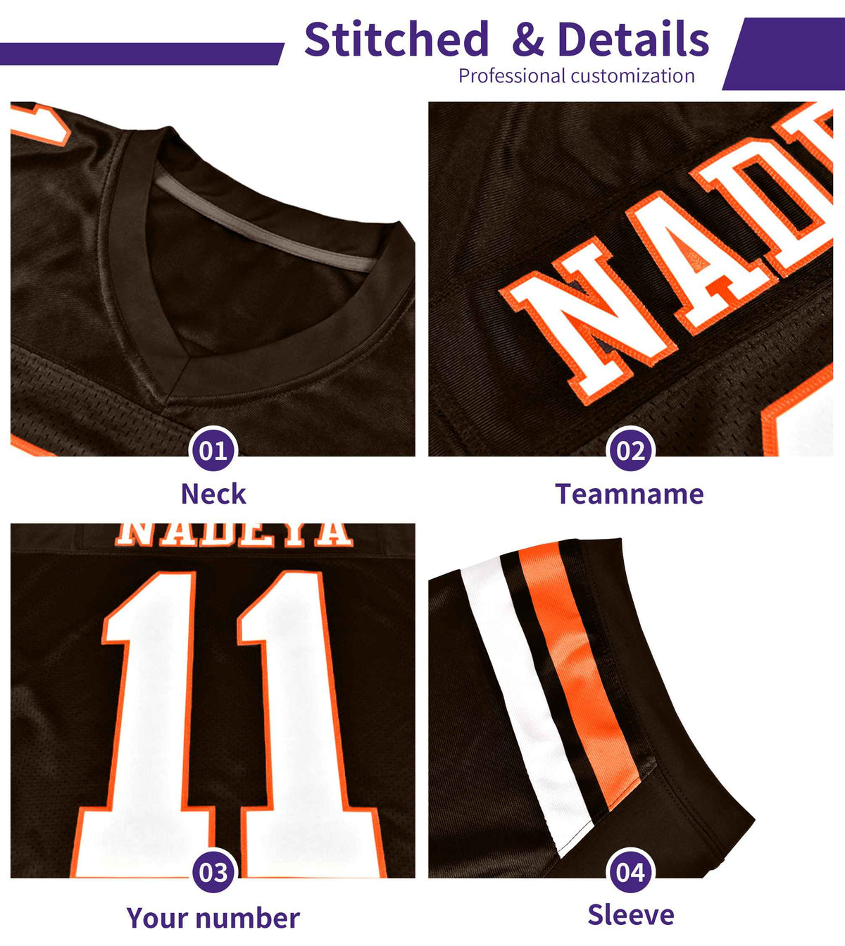 black football jerseys stitched details
