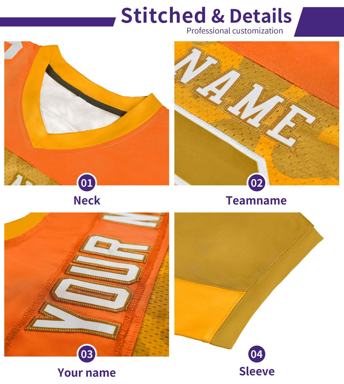 Custom Orange Yellow-Neon Green Raglan Sleeves Personalized Camo Authentic Football Jersey